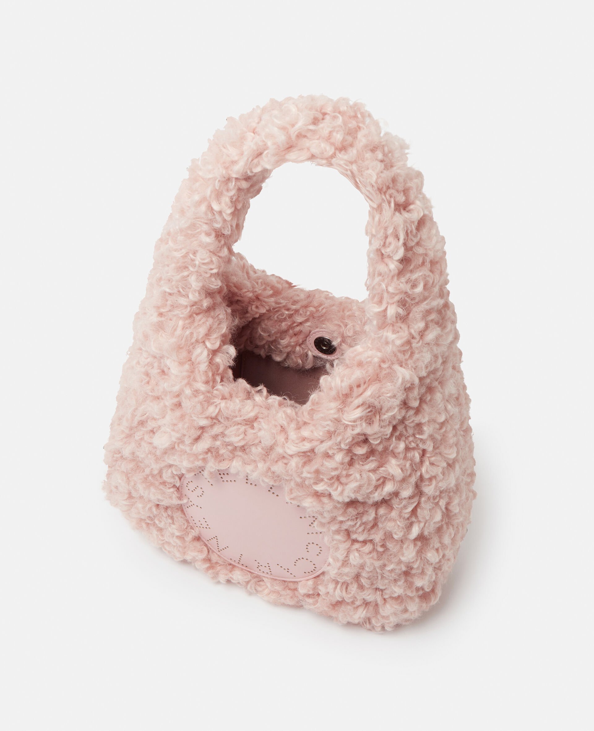 Logo Plush Teddy Hobo Small Tote Bag-Pink-large image number 2