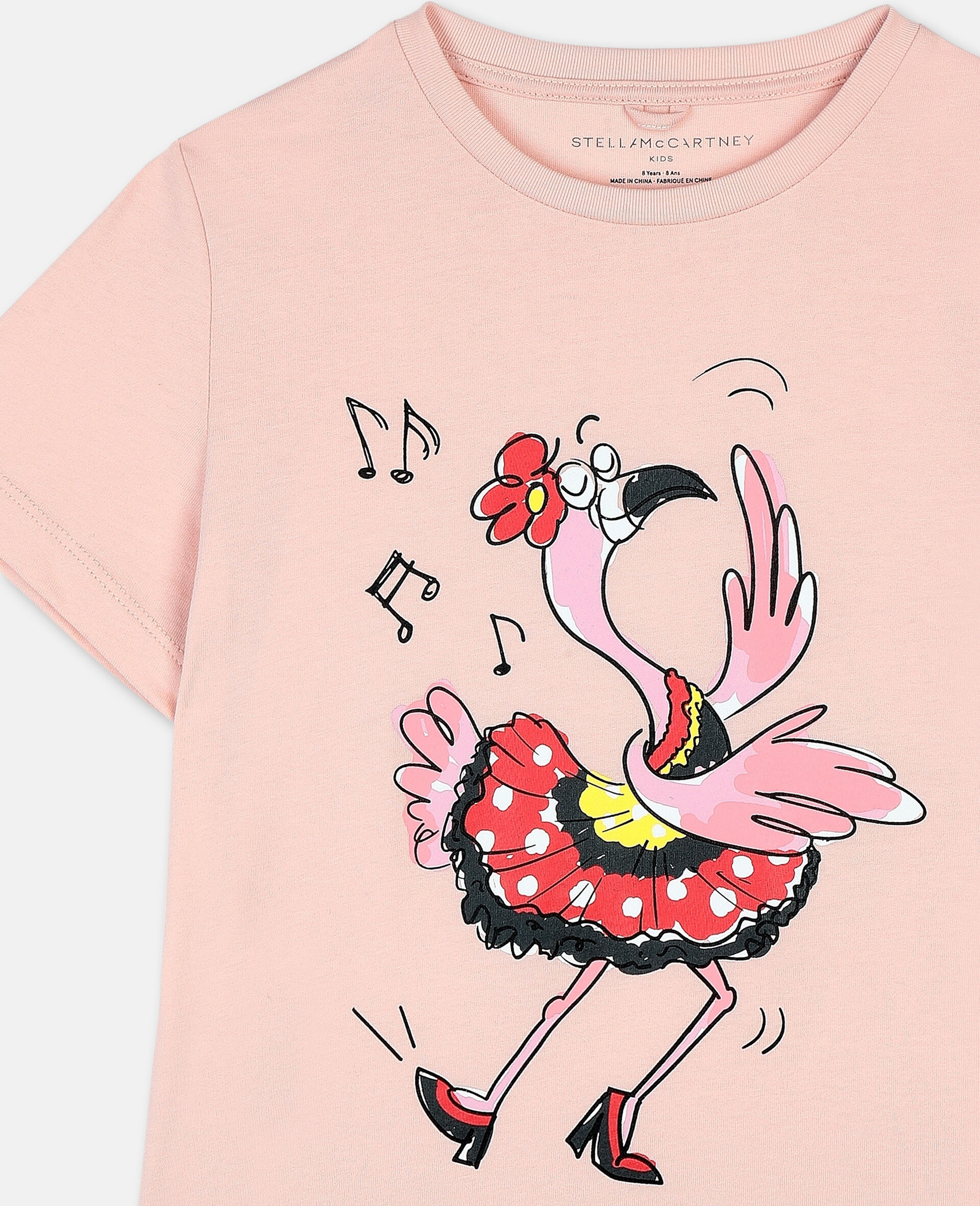 Baumwoll-T-Shirt mit Tanzender-Flamingo-Print-Rose-large image number 1