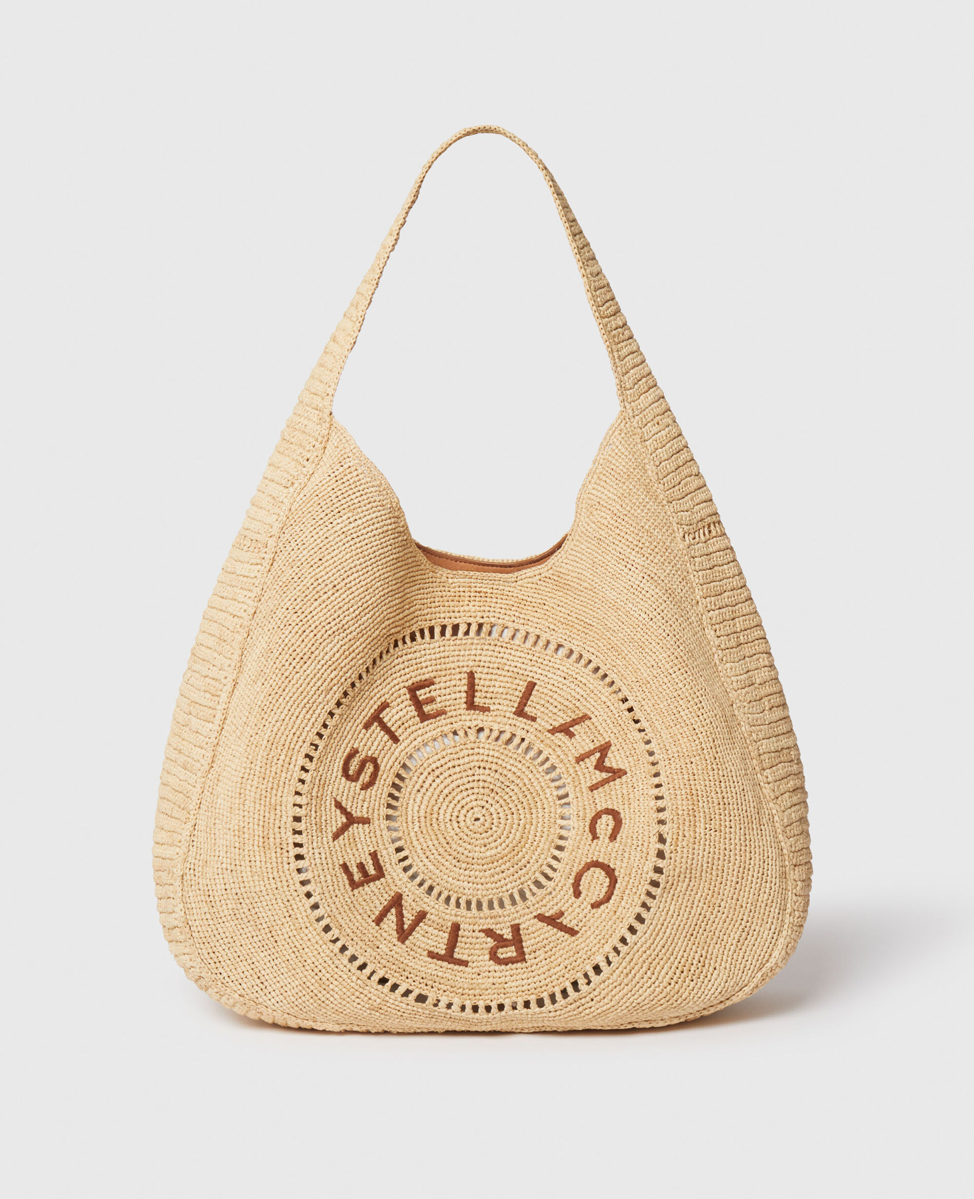 Logo Raffia Slouchy Large Tote Bag-Beige-medium