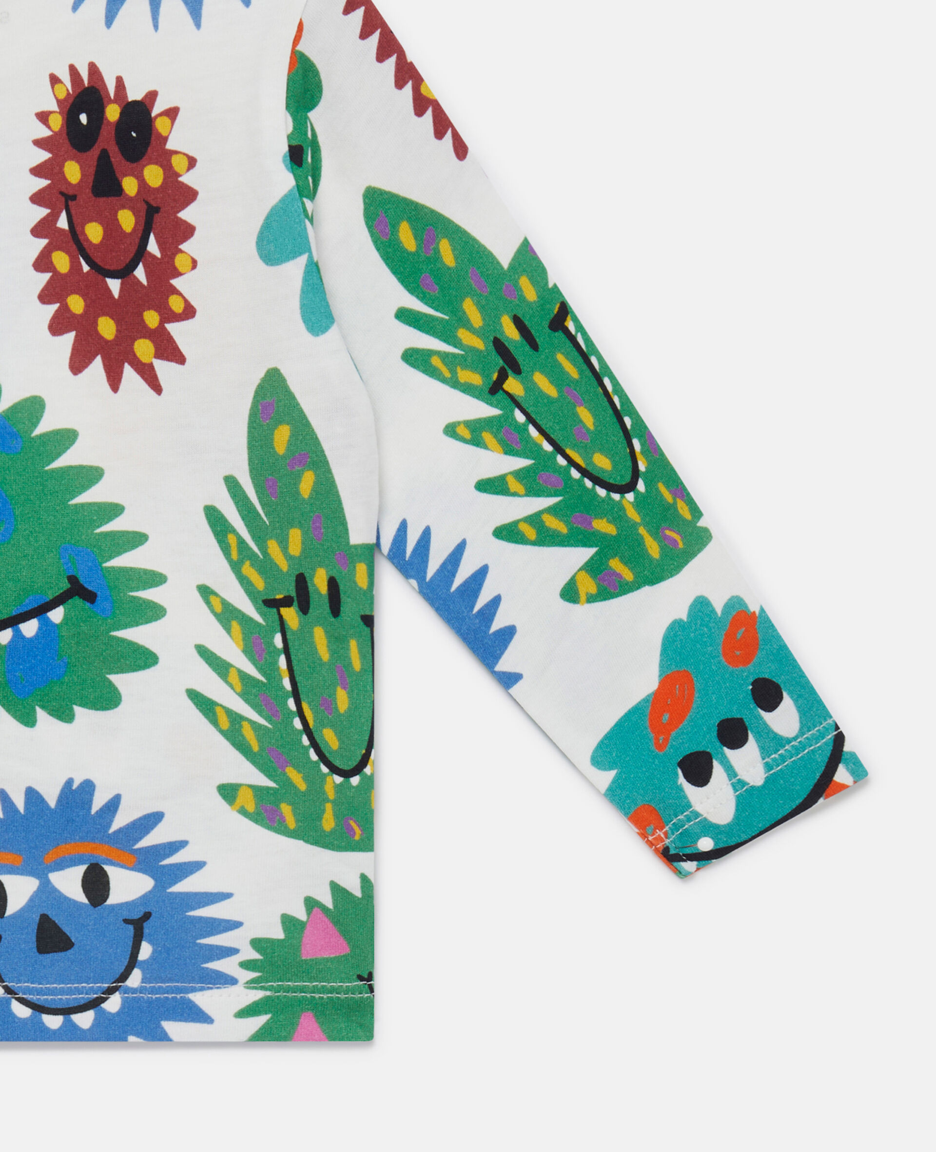 Monster Print Long Sleeve T-Shirt-Blue-large image number 3