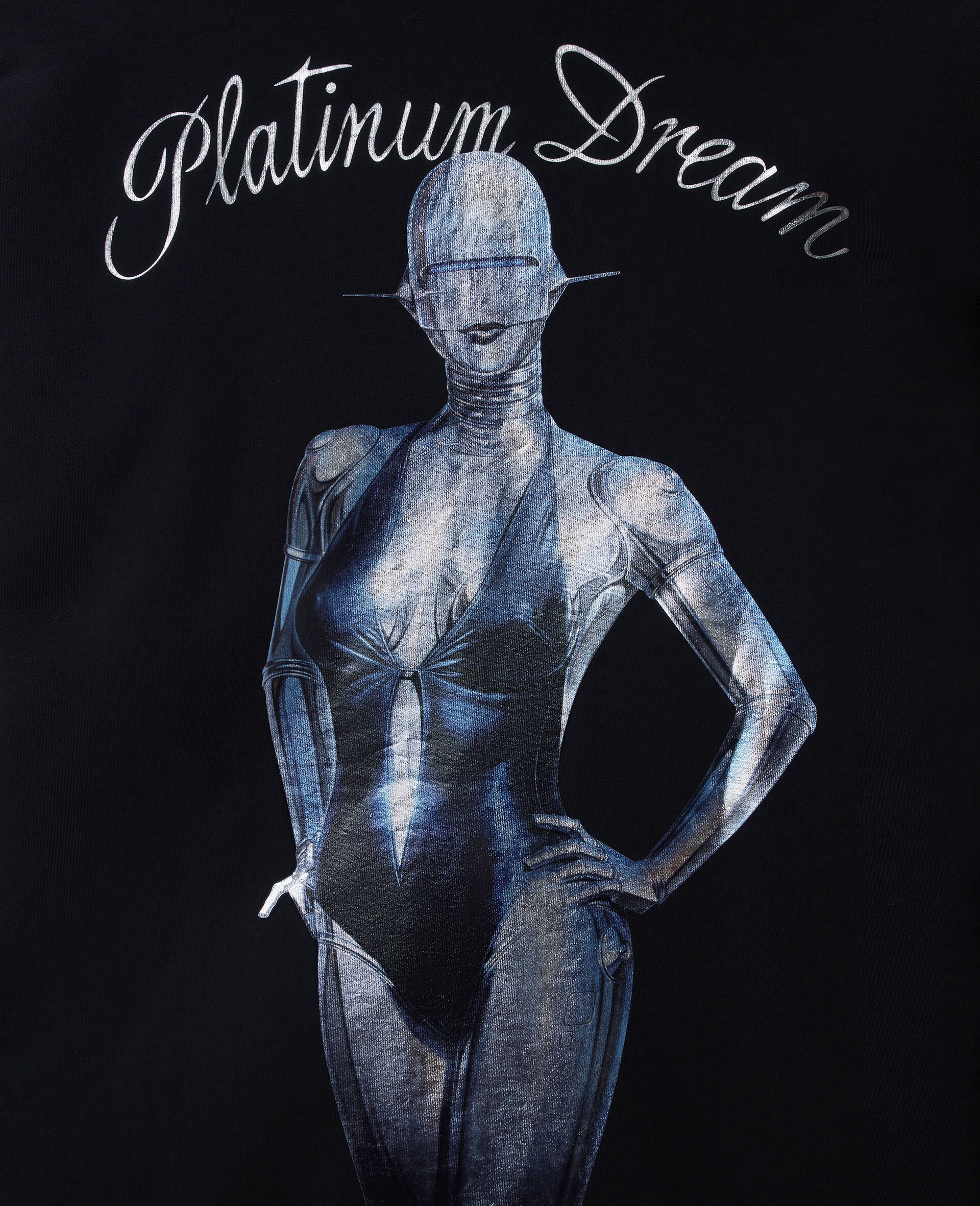 Sexy Robot Oversized Organic Cotton Zip Hoodie-Black-large image number 1