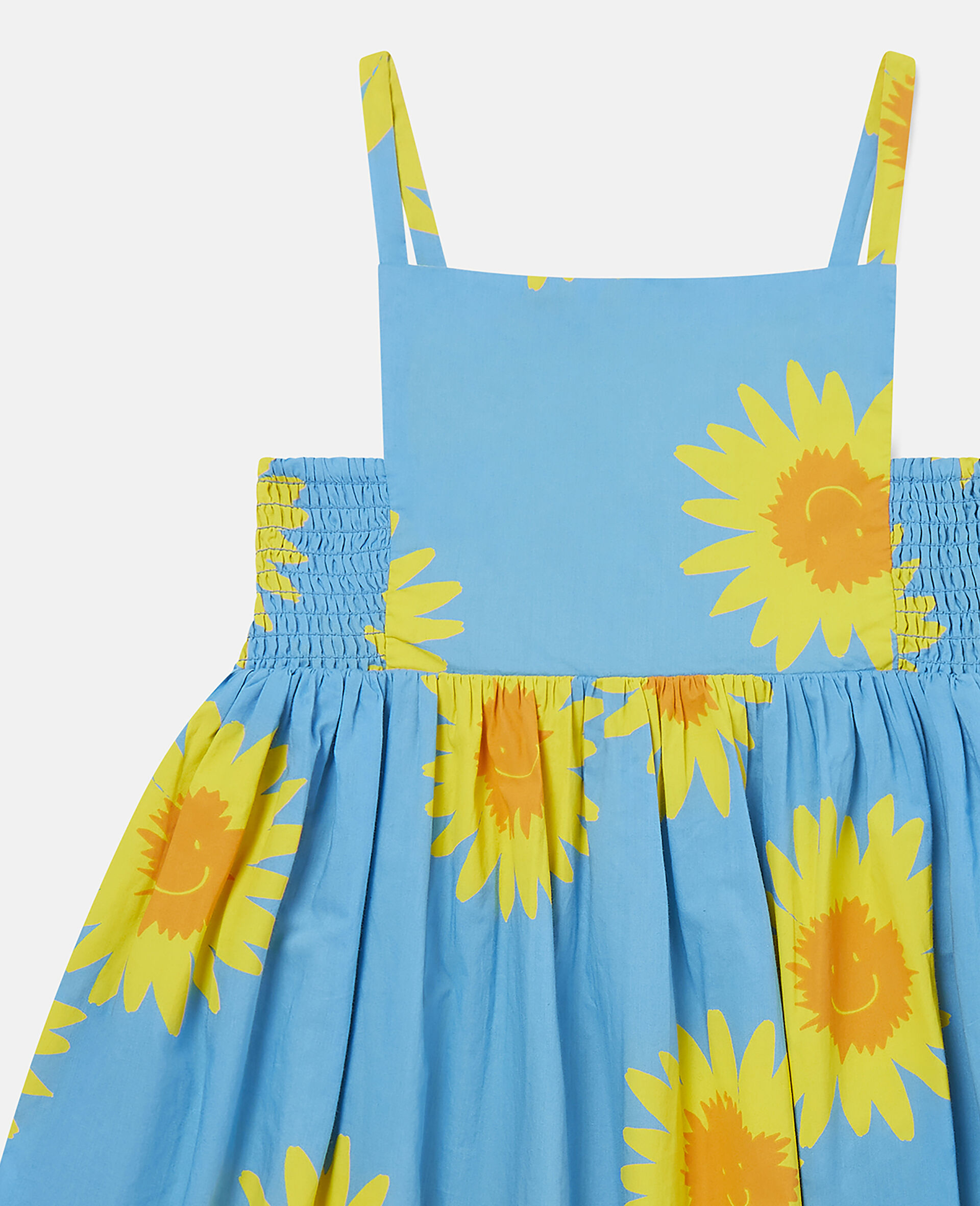 Sunflower Print Cotton Dress-Blue-large image number 1