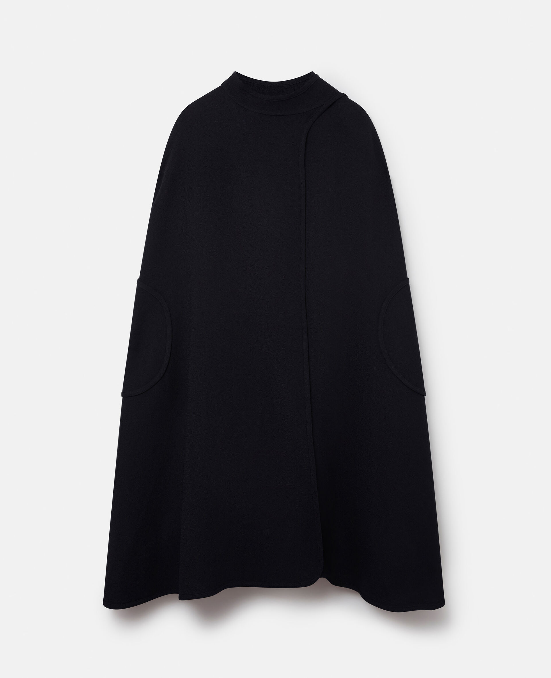 Wool Longline Cape Coat-Black-large image number 0