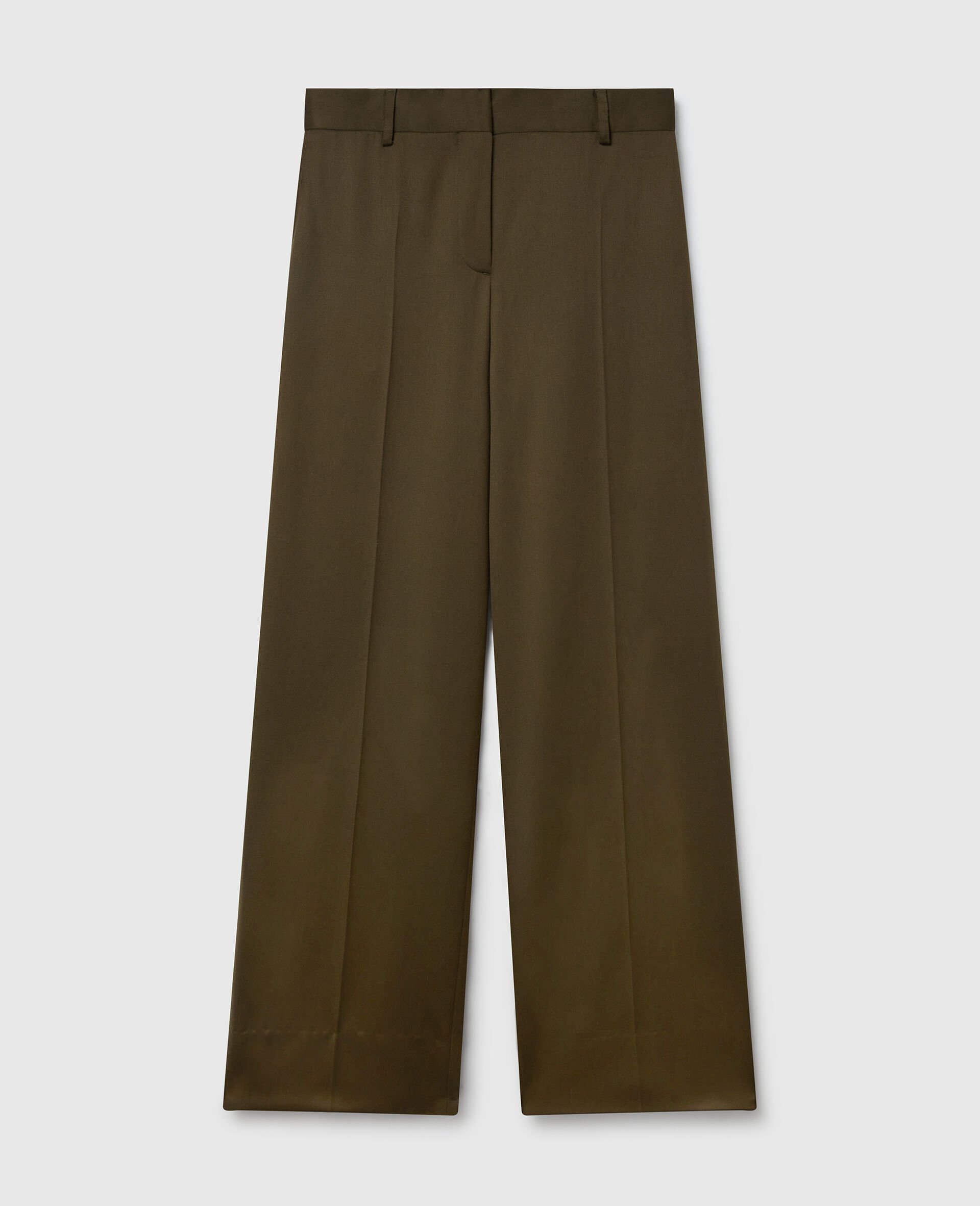 Pleated Straight-Leg Pants-Green-medium