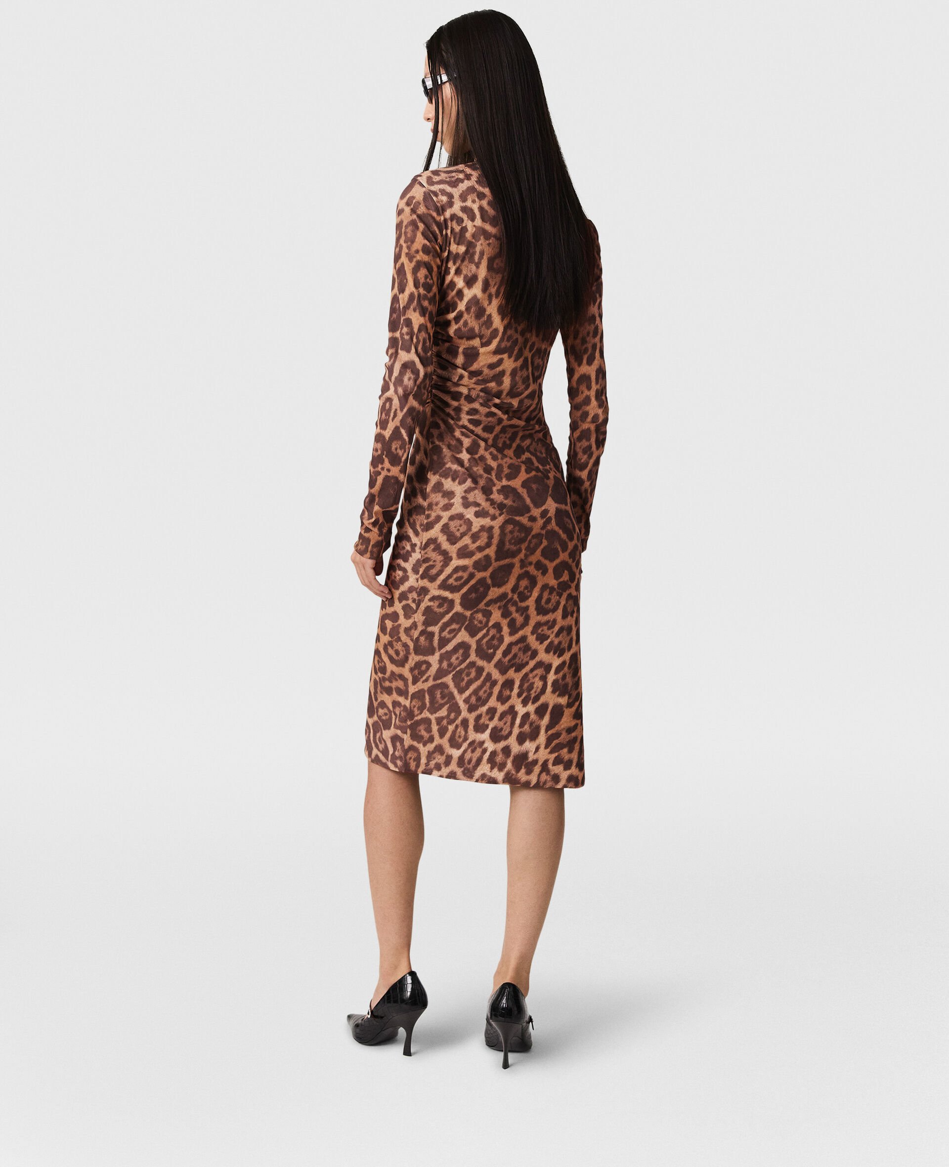 Leopard Long-Sleeve Midi Dress-Brown-large Leopard Long-Sleeve Midi Dress-Brown-large image number 4