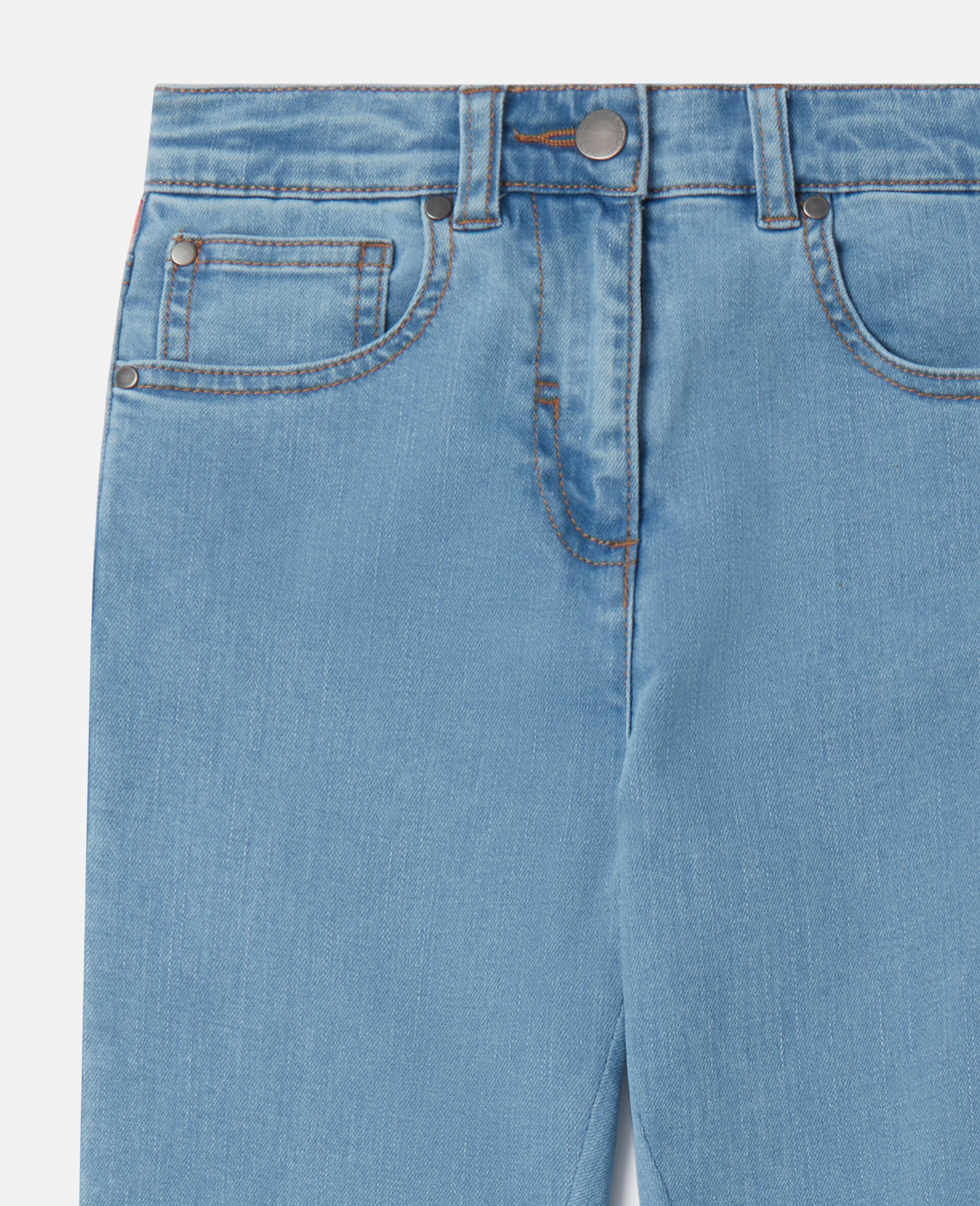 Rainbow Logo Tape Straight Leg Jeans-Blue-large image number 3