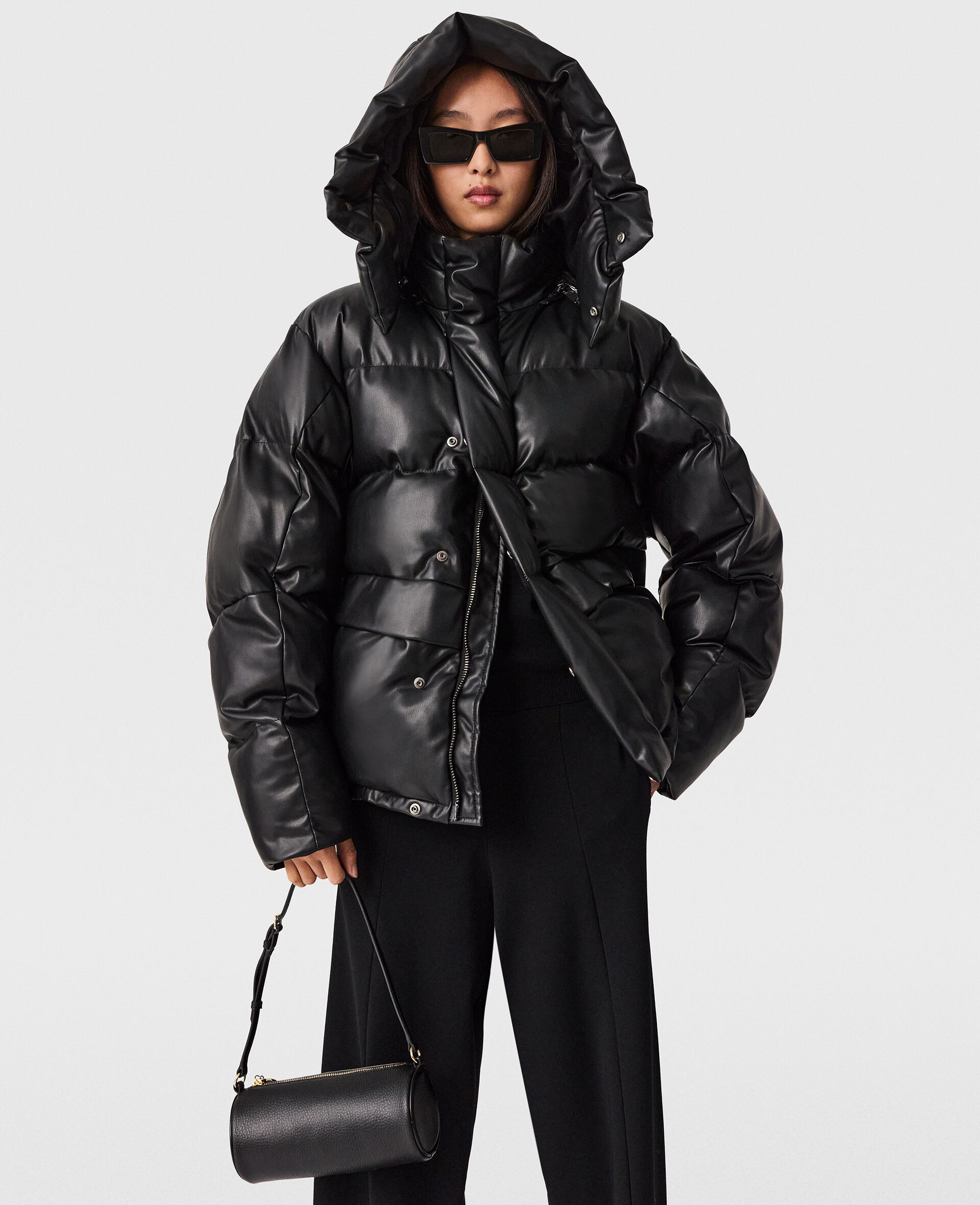 Padded Vegan Puffer Coat-Black-large image number 1