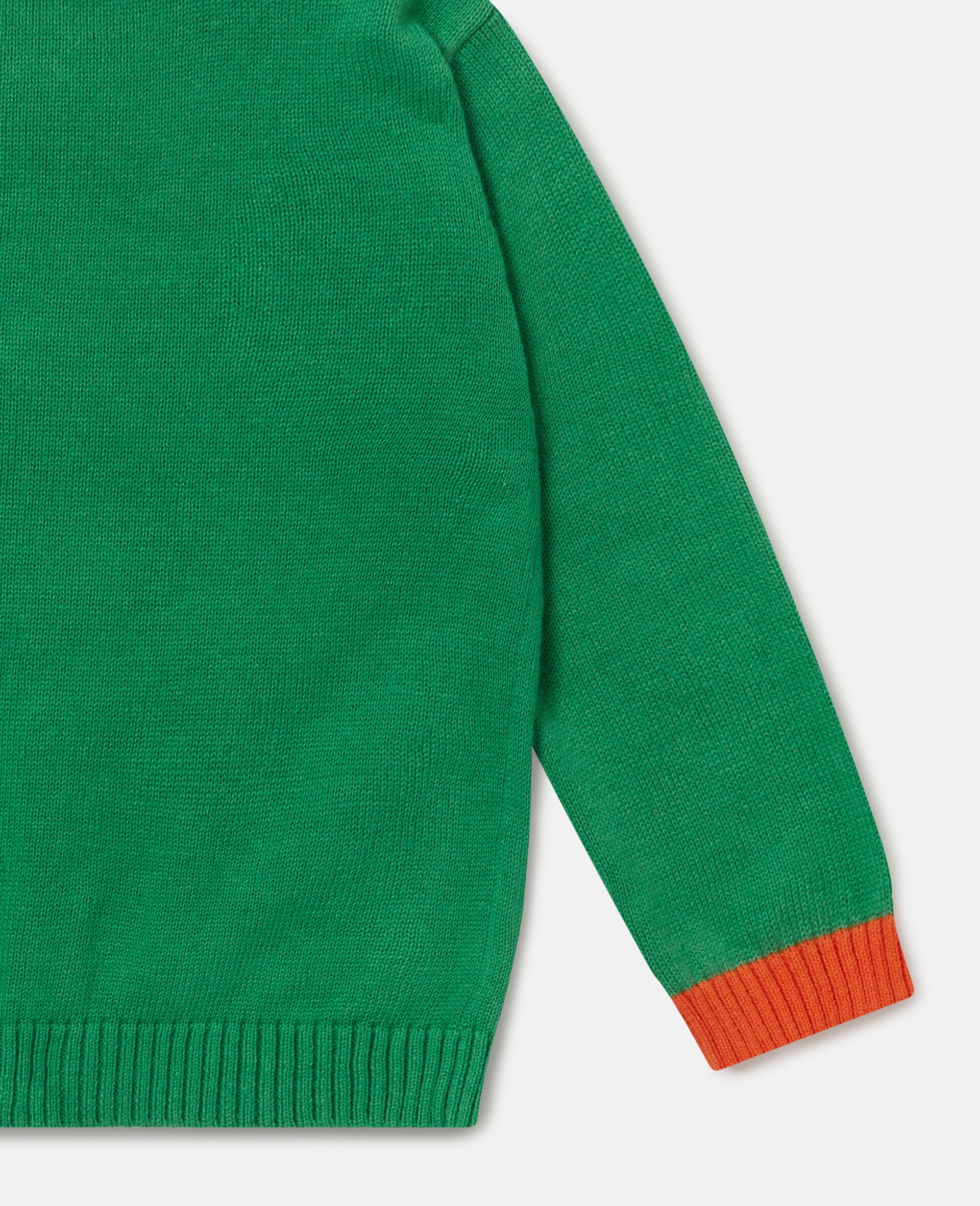 Sports Motif Knitted Cardigan-Green-large image number 3