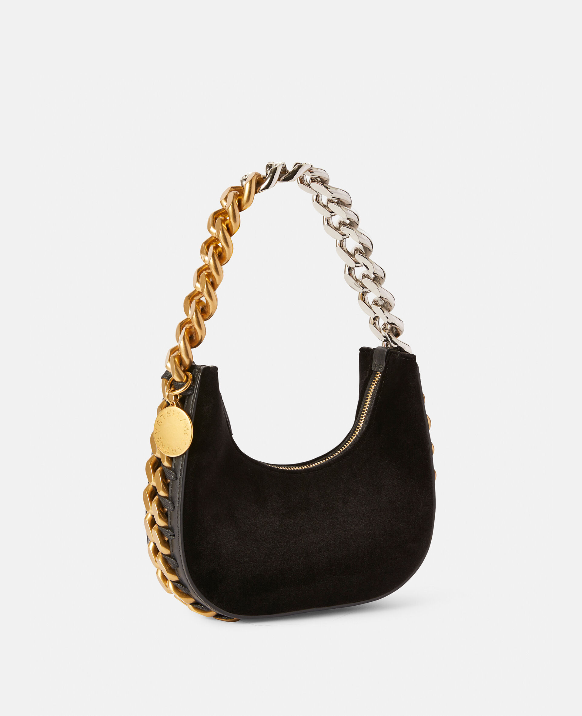 Frayme Mini Velvet and Crystal Chain Shoulder Bag -Black-large image number 2