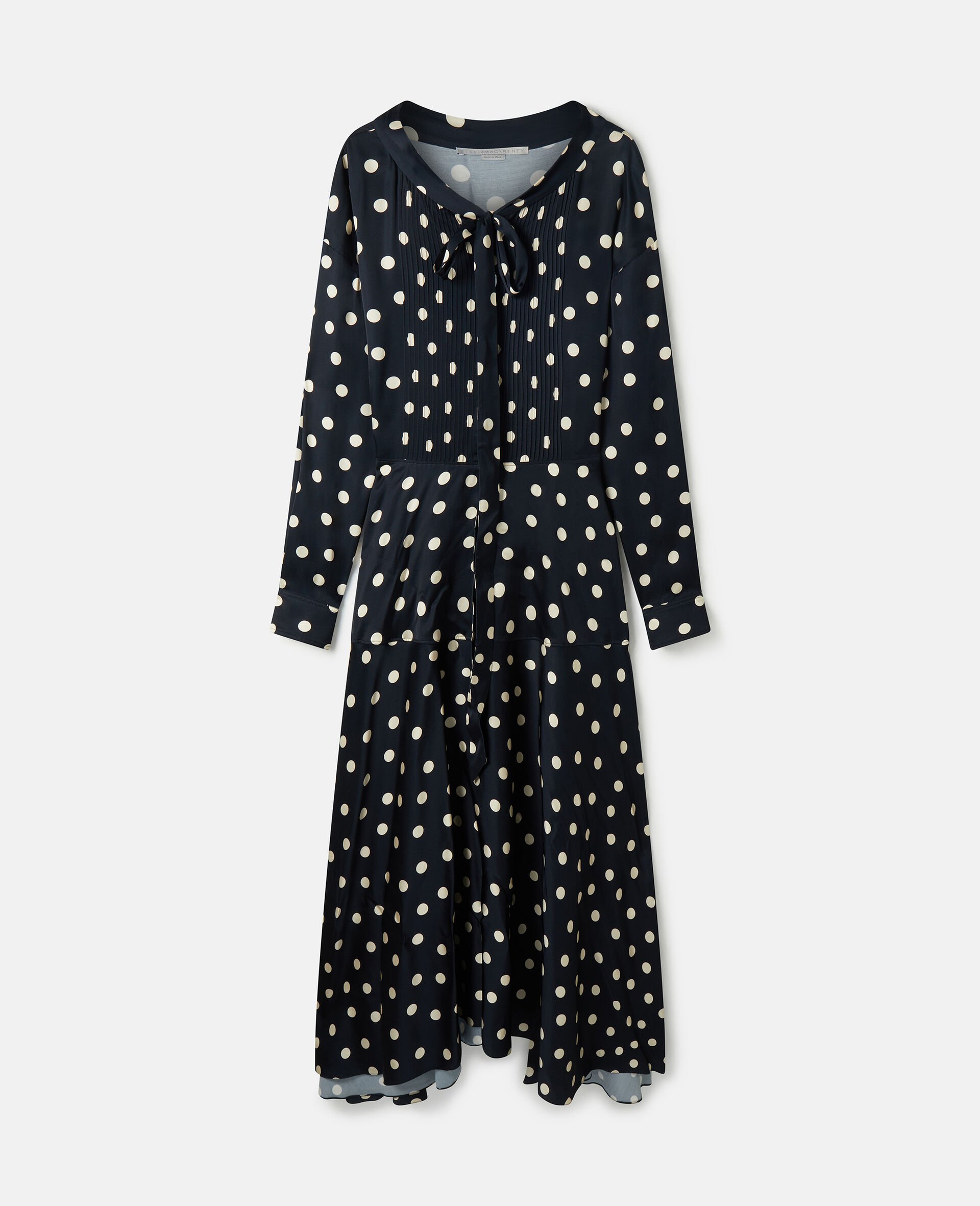 Long-Sleeve Polka Dot Maxi Dress-Black-large image number 0
