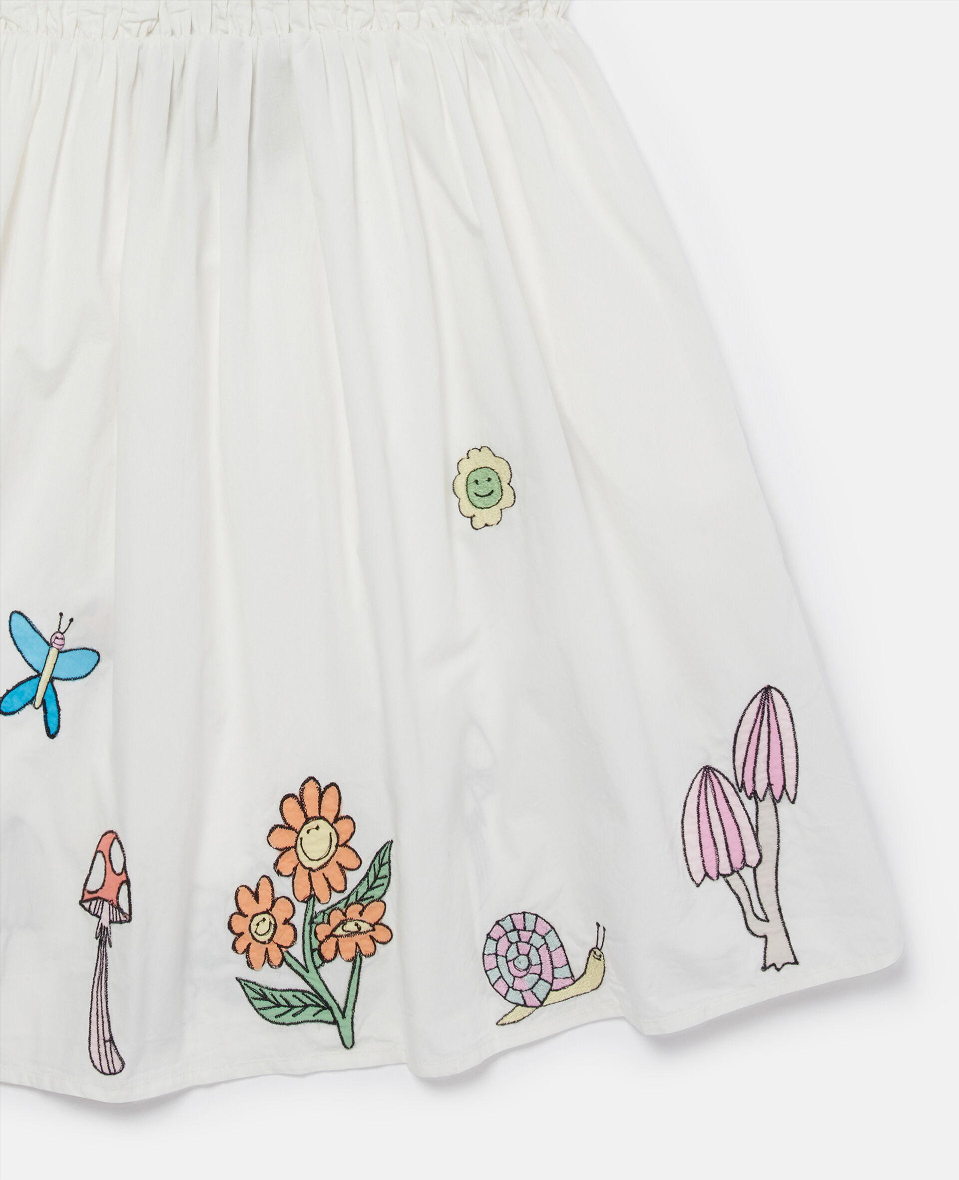 Woodland Friends Pleated Cap-Sleeve Dress-White-large image number 3