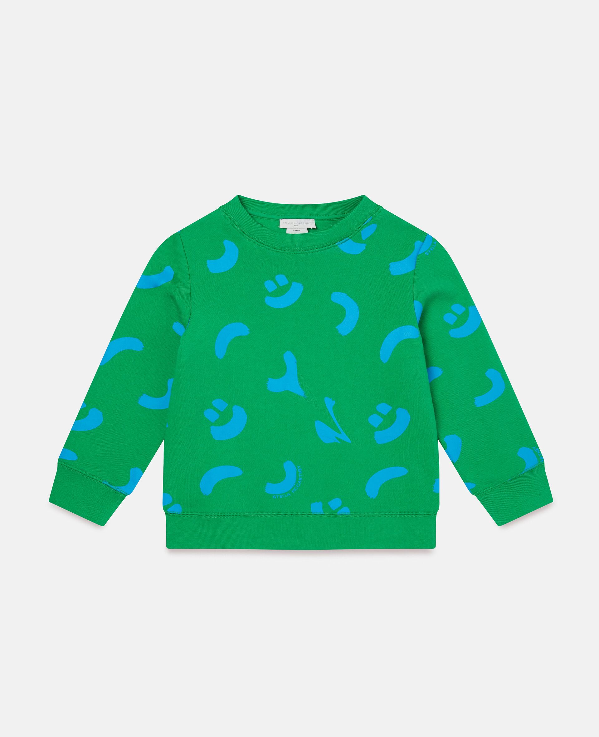 Smile Print Cotton Fleece Sweatshirt-Green-large