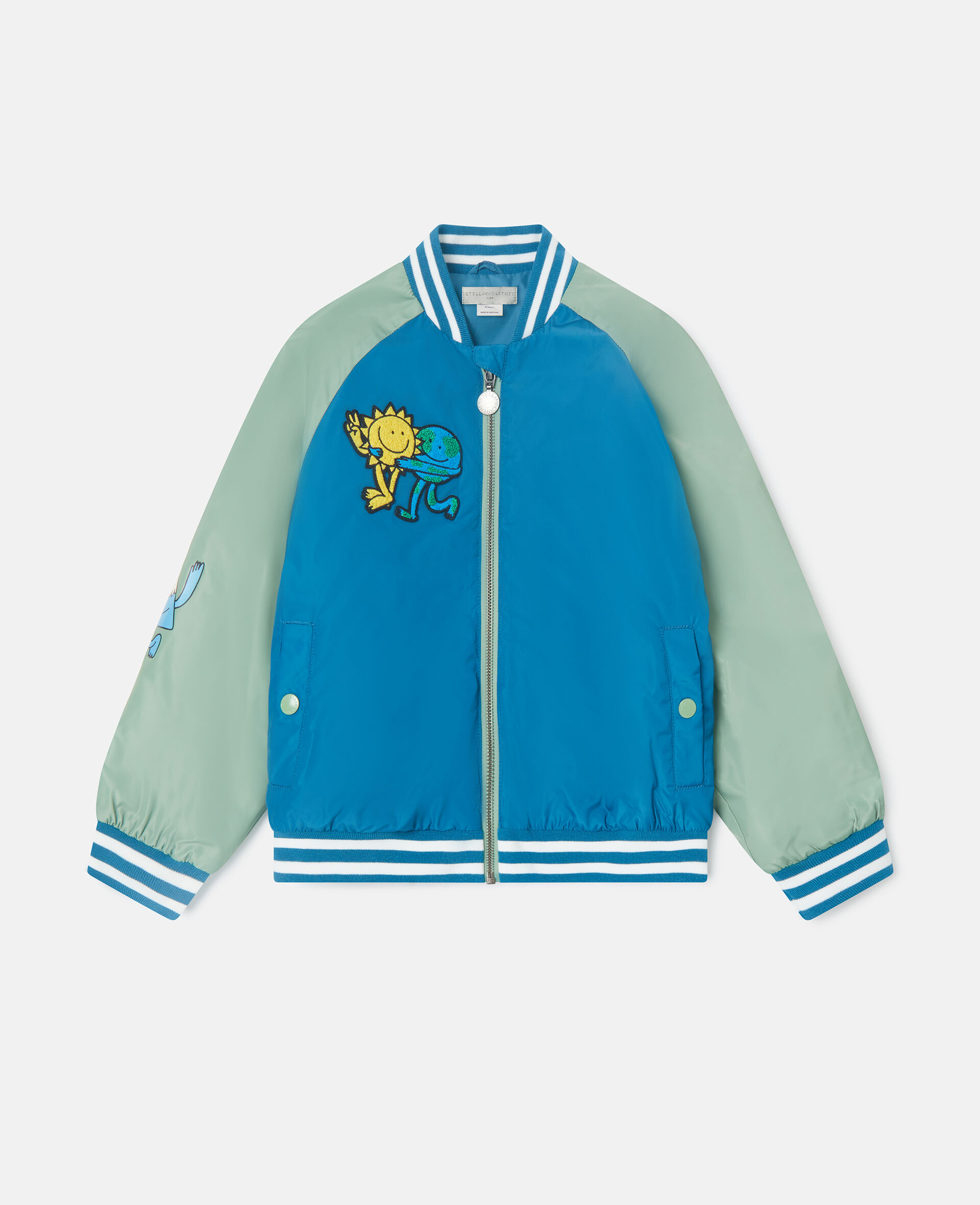 Earth Friends Graphic Bomber Jacket-Blue-medium