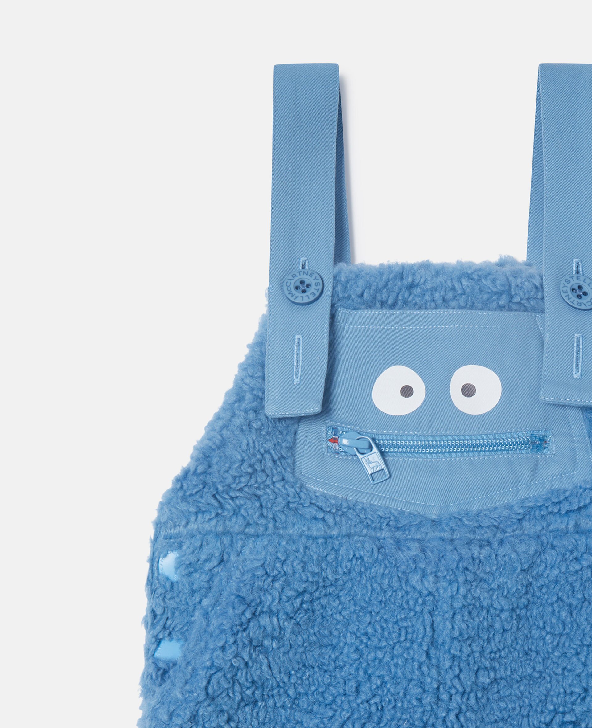 Monster Embroidered Overalls-Blue-medium