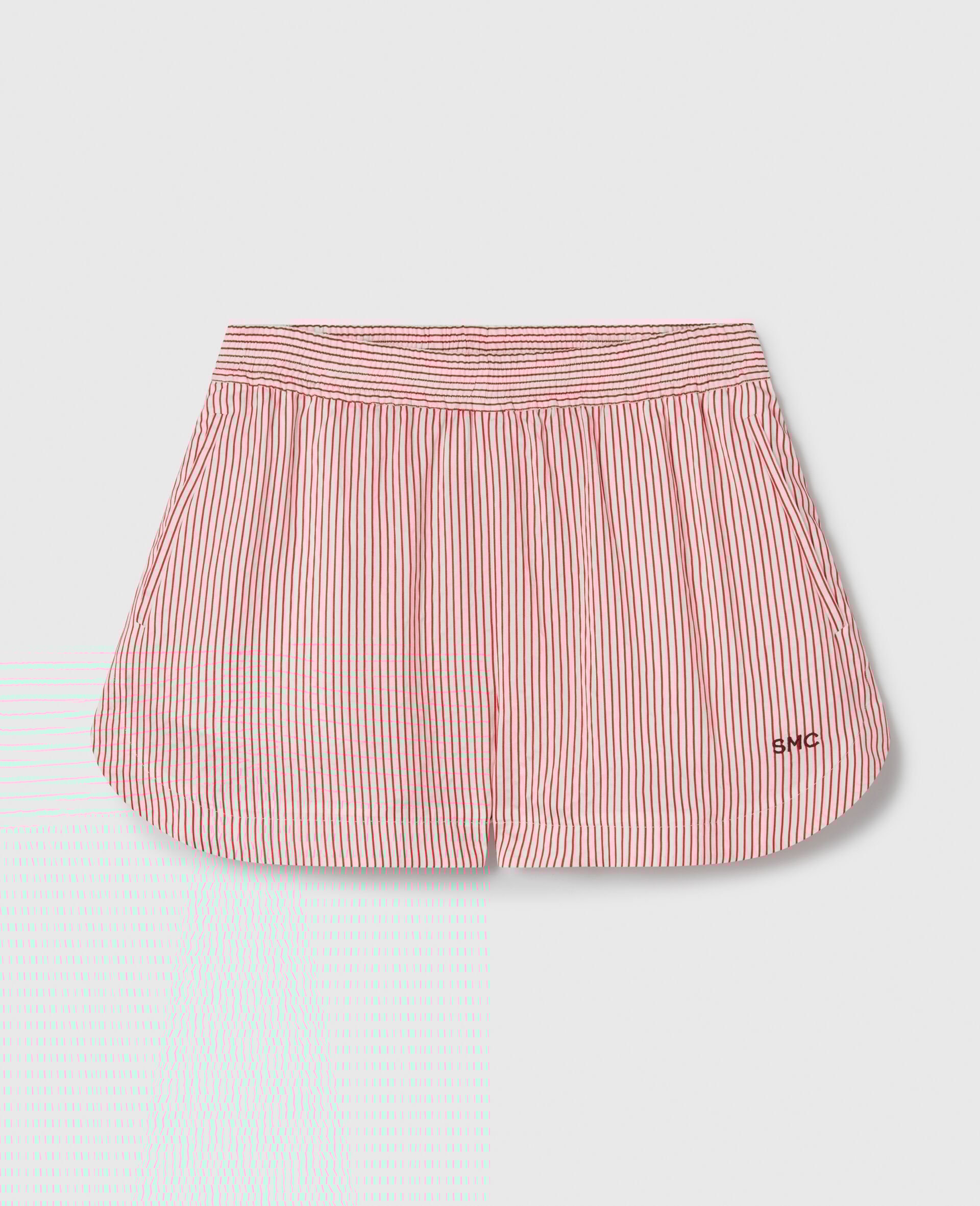 Striped Elasticated Shorts-White-medium
