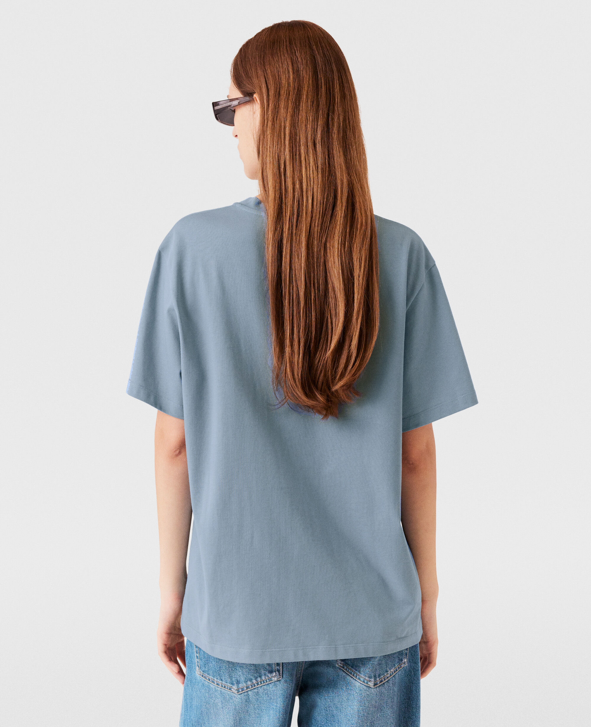 Women Mineral blue Logo Oversized Cotton T-Shirt | Stella