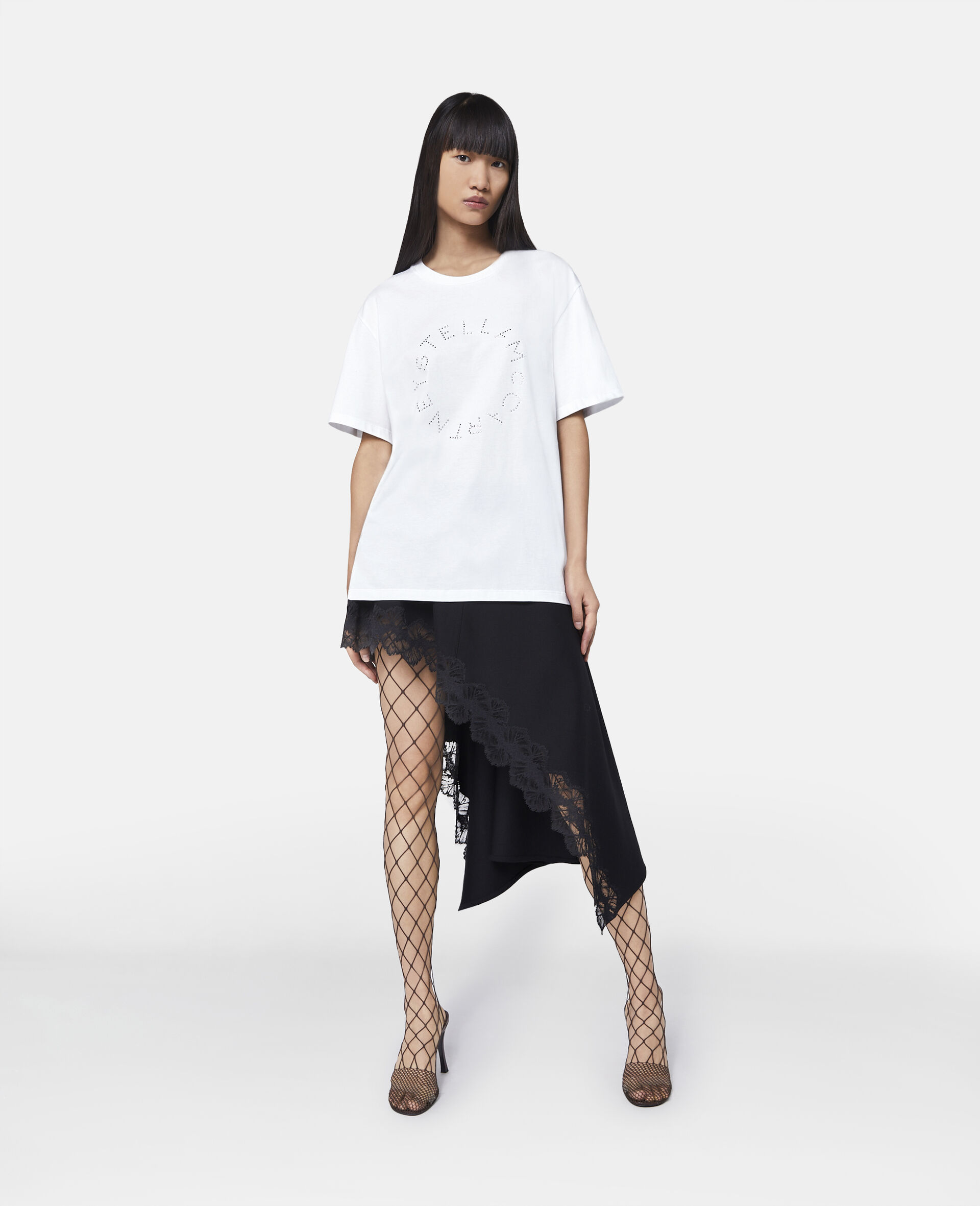 Diamanté Logo T-Shirt-White-large image number 1