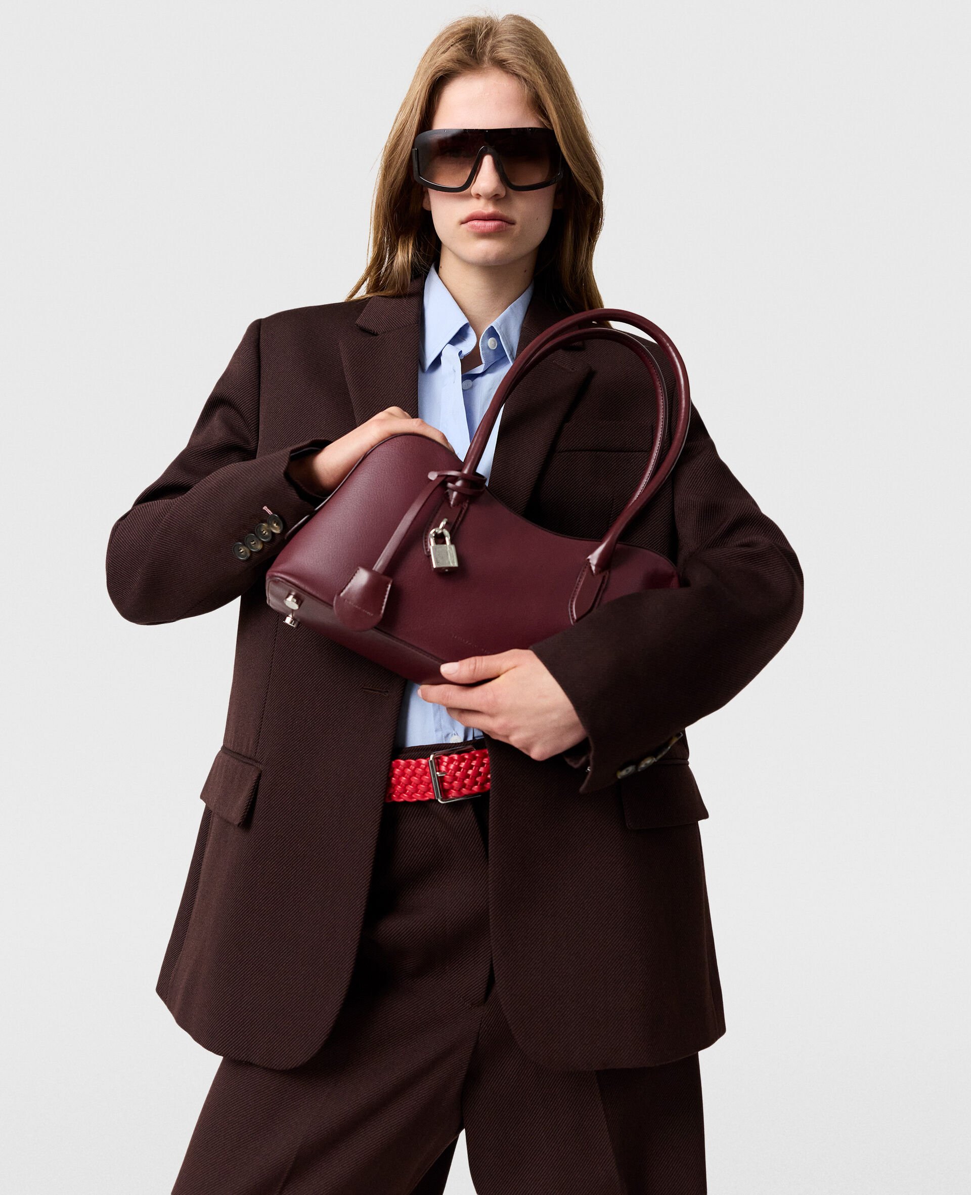 Single-Breasted Peak-Lapel Blazer-Brown-large image number 7