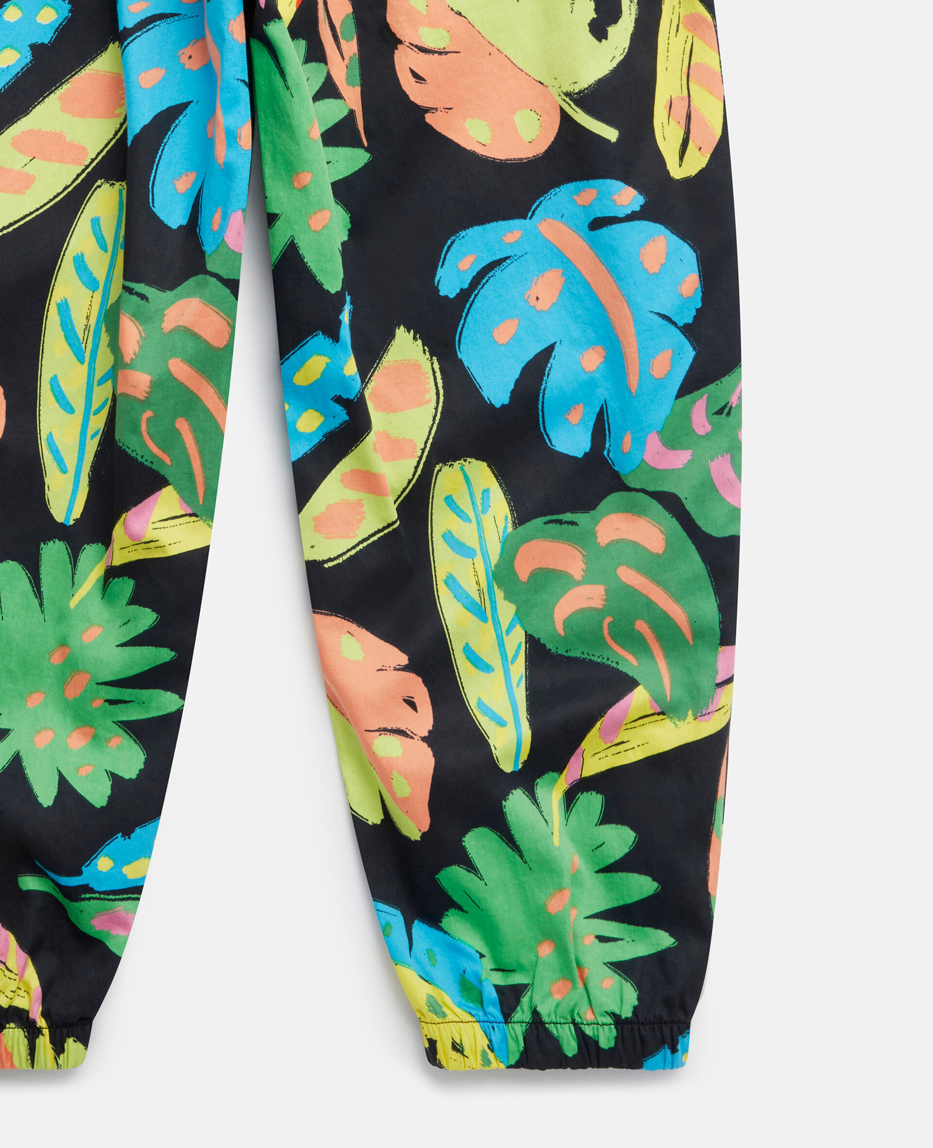 Palm Leaf Print Harem Trousers-Black-large image number 3