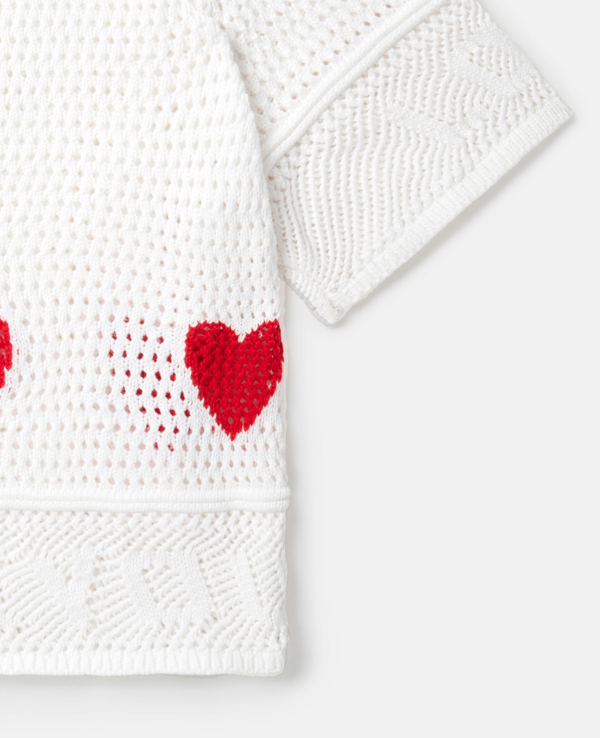 Heart Crocheted Short-Sleeve Top-White-large Heart Crocheted Short-Sleeve Top-White-large image number 1