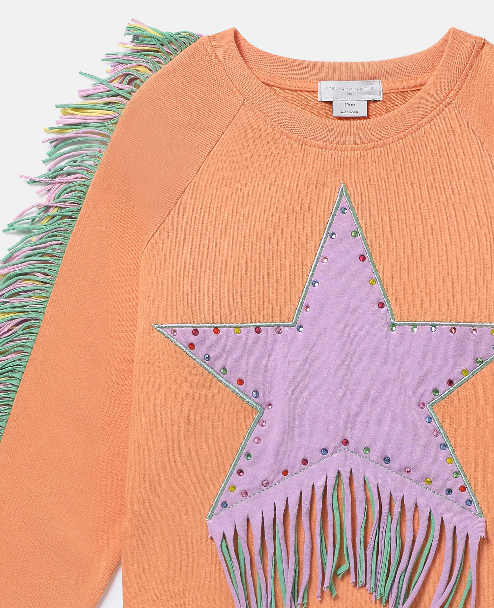 Stella McCartney Kids fringed organic-cotton sweatshirt - Orange
