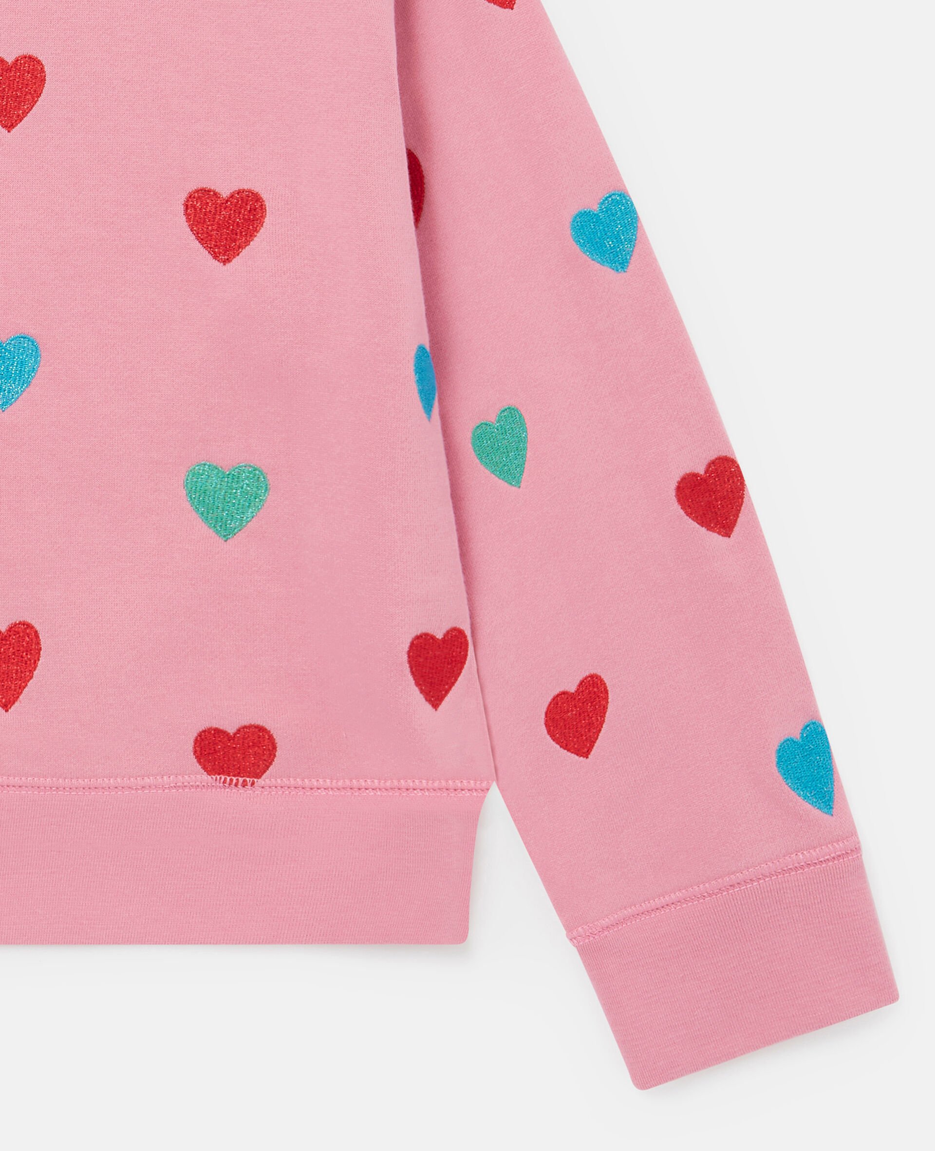 Heart Print Sweatshirt-Pink-large Heart Print Sweatshirt-Pink-large image number 3