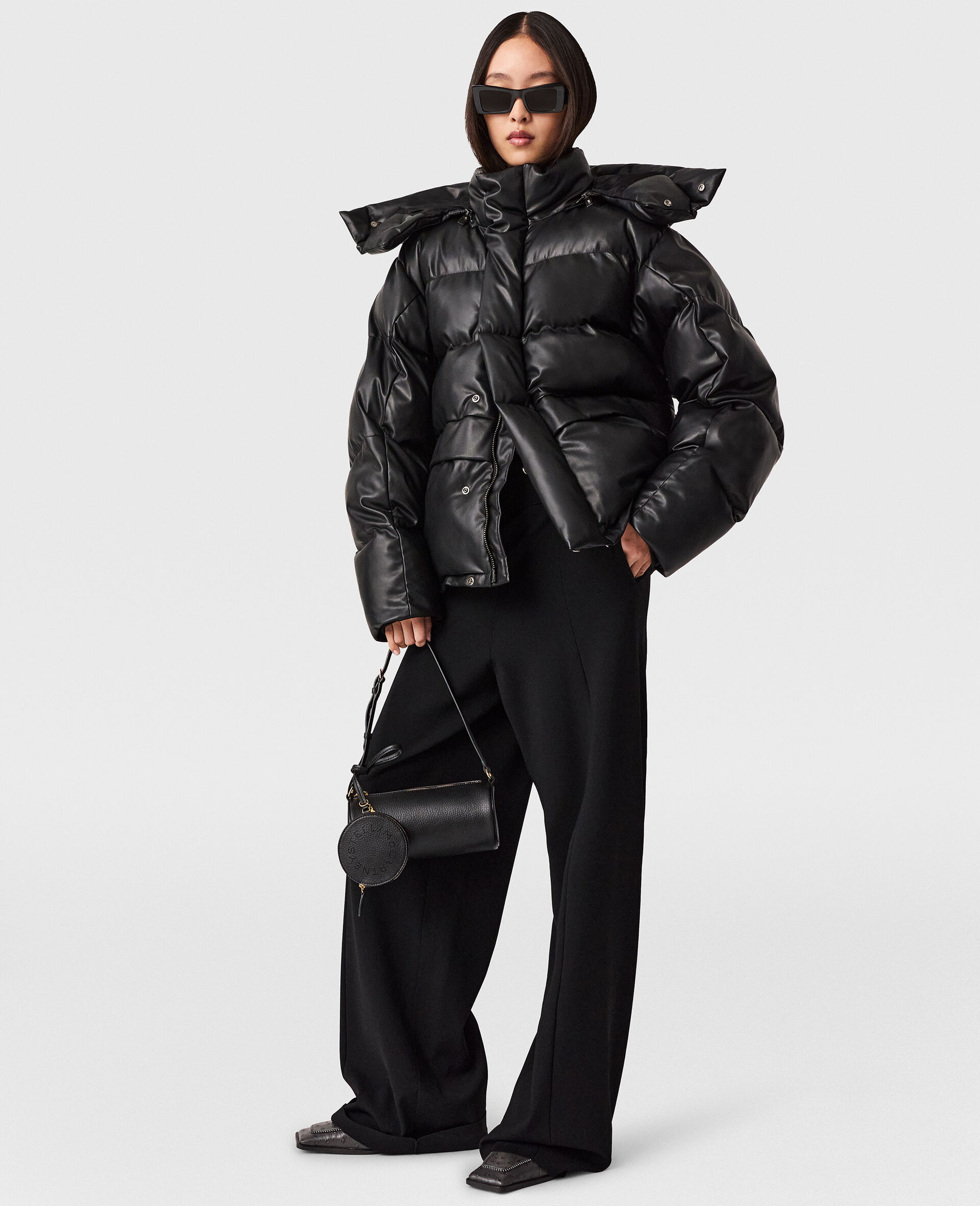 Padded Vegan Puffer Coat-Black-large image number 5