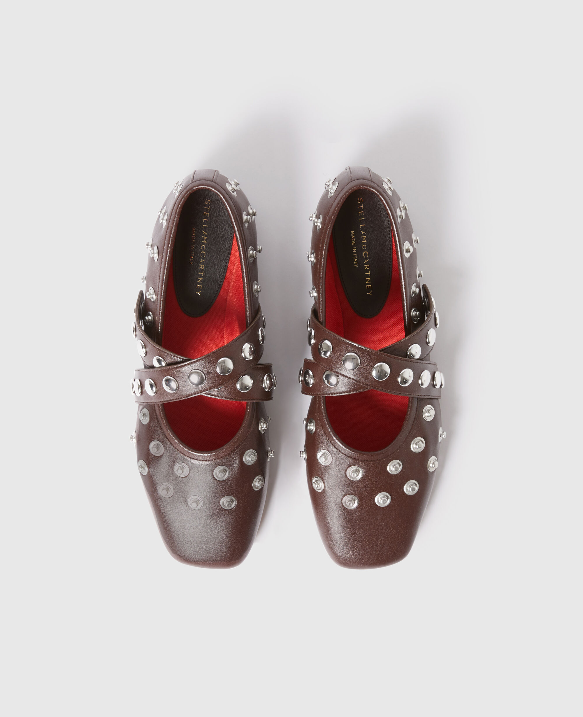 【Stella McCartney】Ryder◆スタッズ付き◆フラットシューズ Women Pitch black Ryder Popper-Studded Ballet Flats | Stella