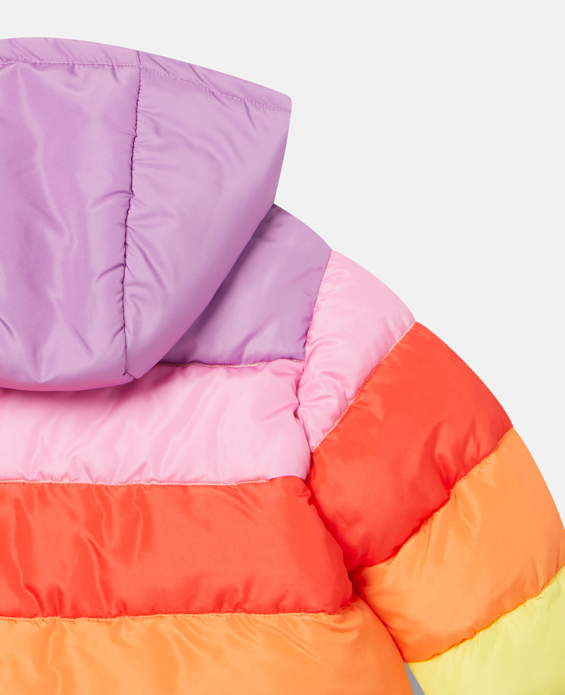 Rainbow Striped Puffer Jacket-Multicoloured-large image number 3