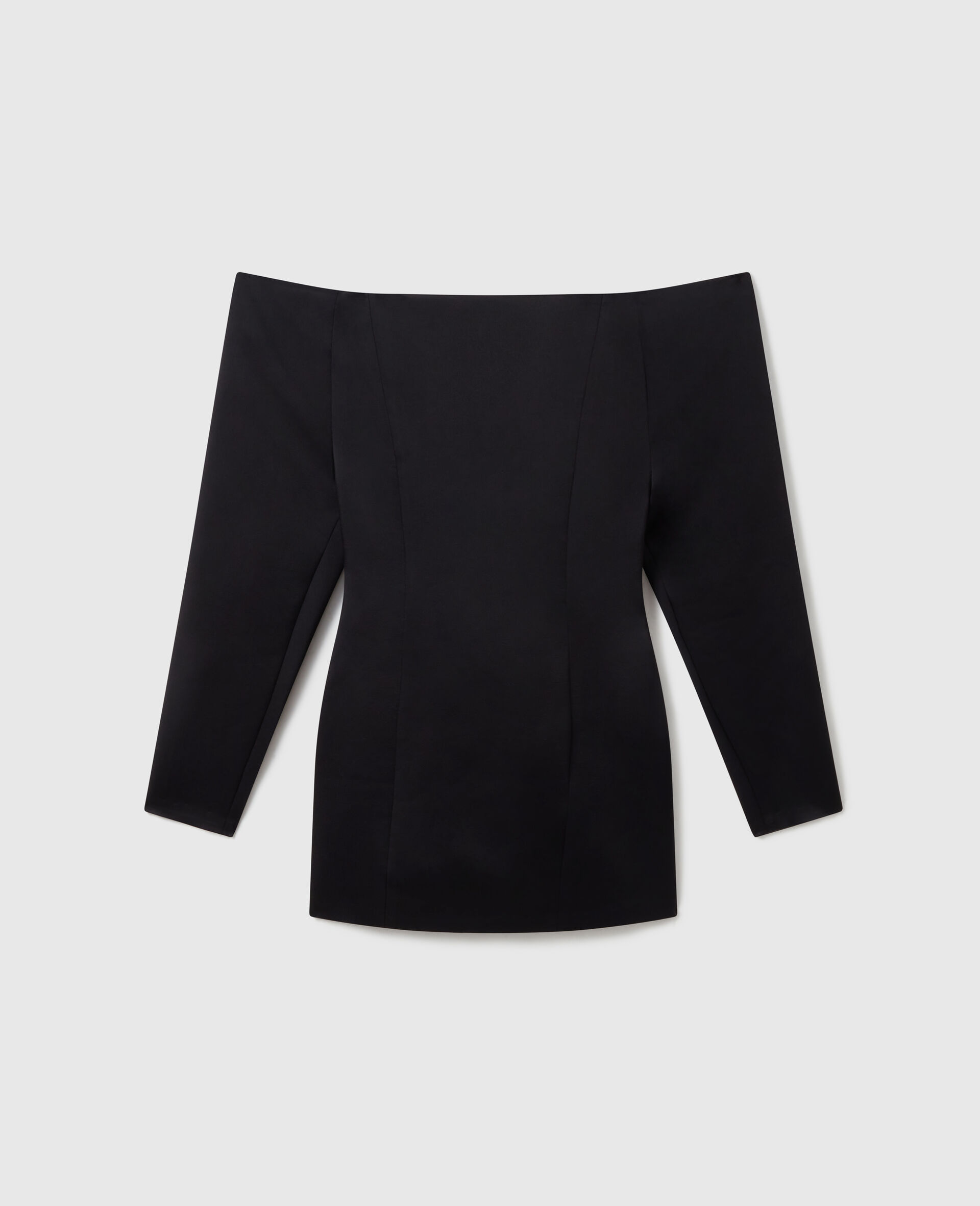 Mini robe a manches longues et epaules denudees-Noir-medium