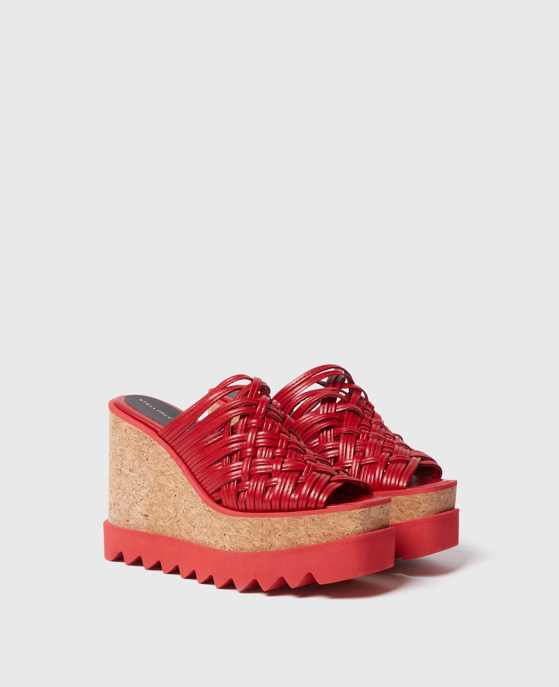Sneak-Elyse Woven Platform Wedge Sandals-Red-large image number 1