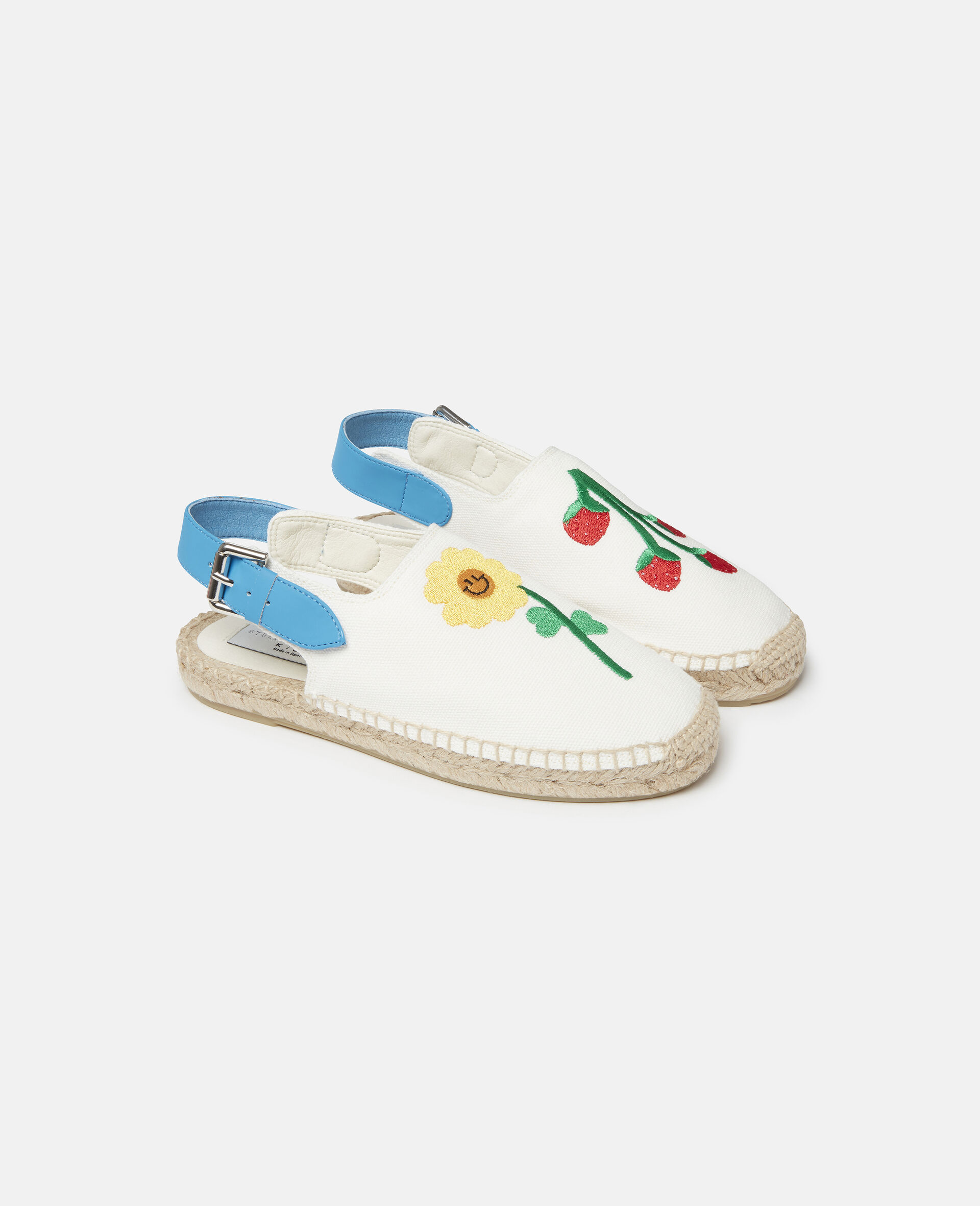 Flower Embroidered Canvas Espadrilles-White-large image number 3