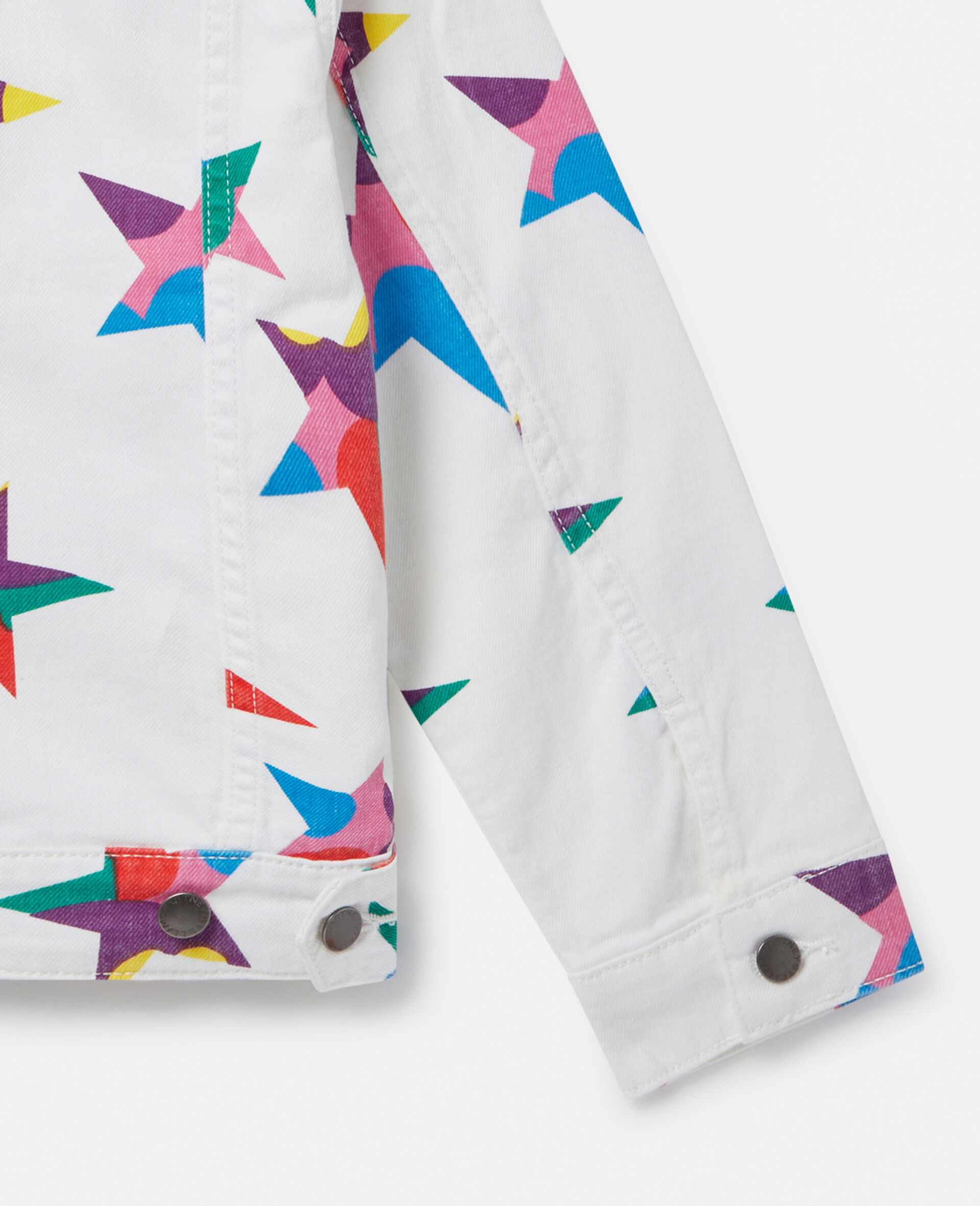 Star Print Denim Jacket-White-large image number 3