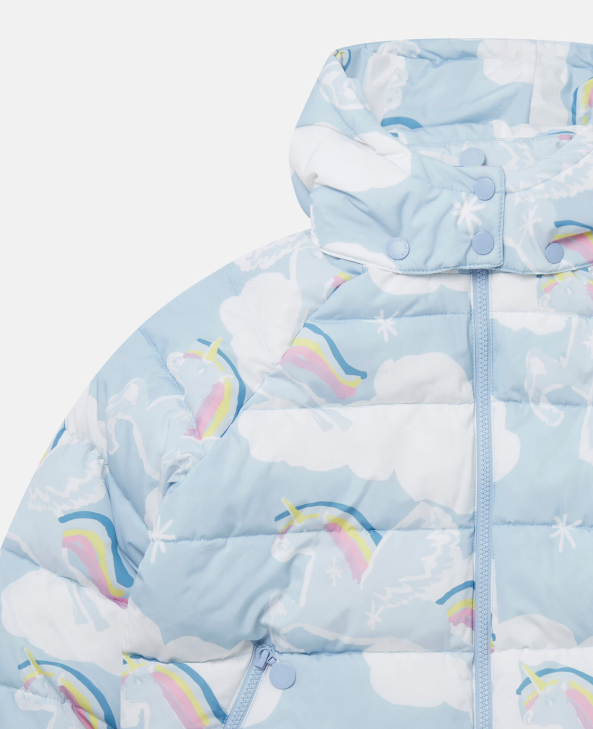 Rainbow Unicorn Cloud Print Puffer Coat-White-large Rainbow Unicorn Cloud Print Puffer Coat-White-large image number 1