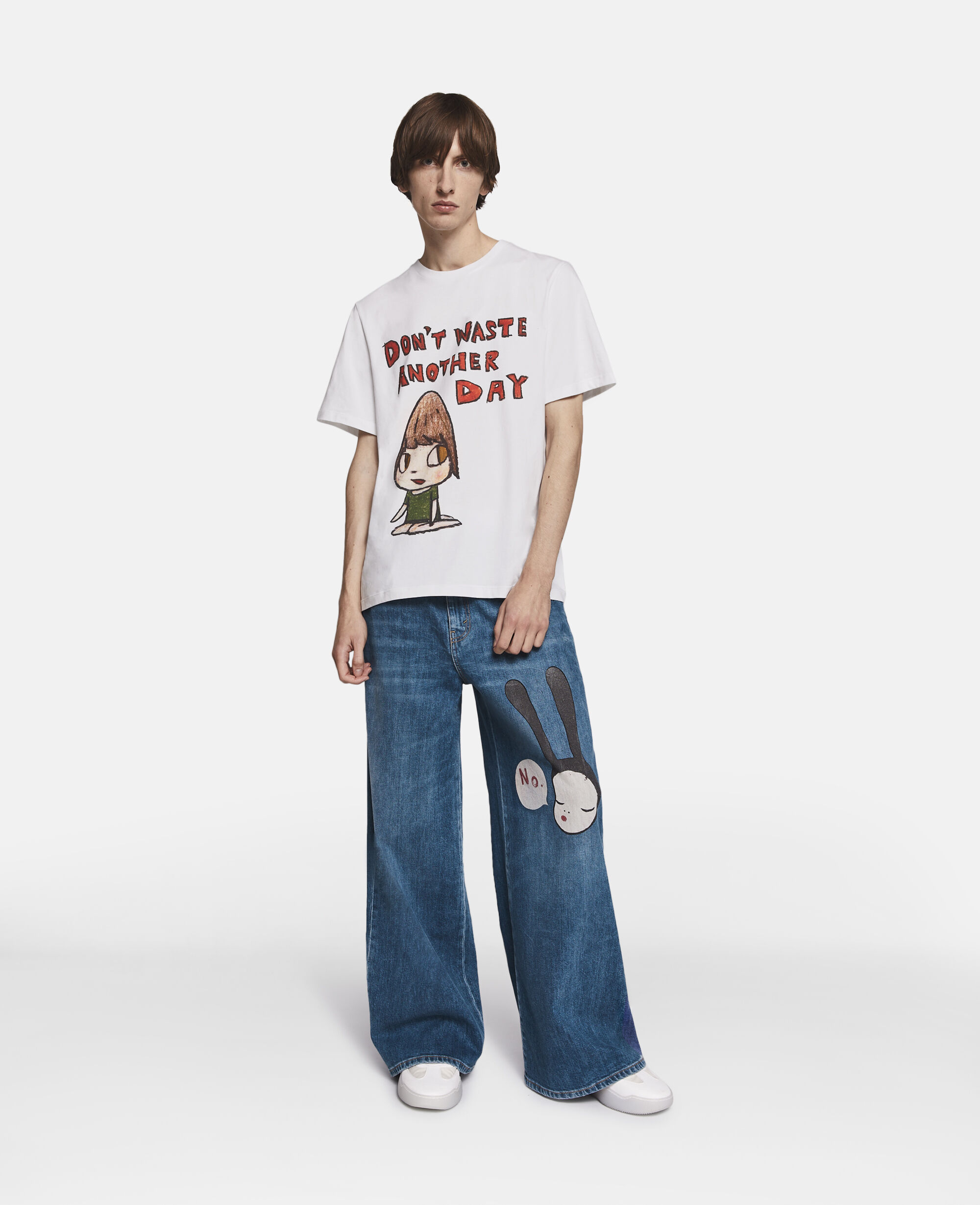 Women ヴィンテージダーク リトル ブラック バニー エンブロイダリー ワイド レッグ ジーンズ | Stella McCartney JP