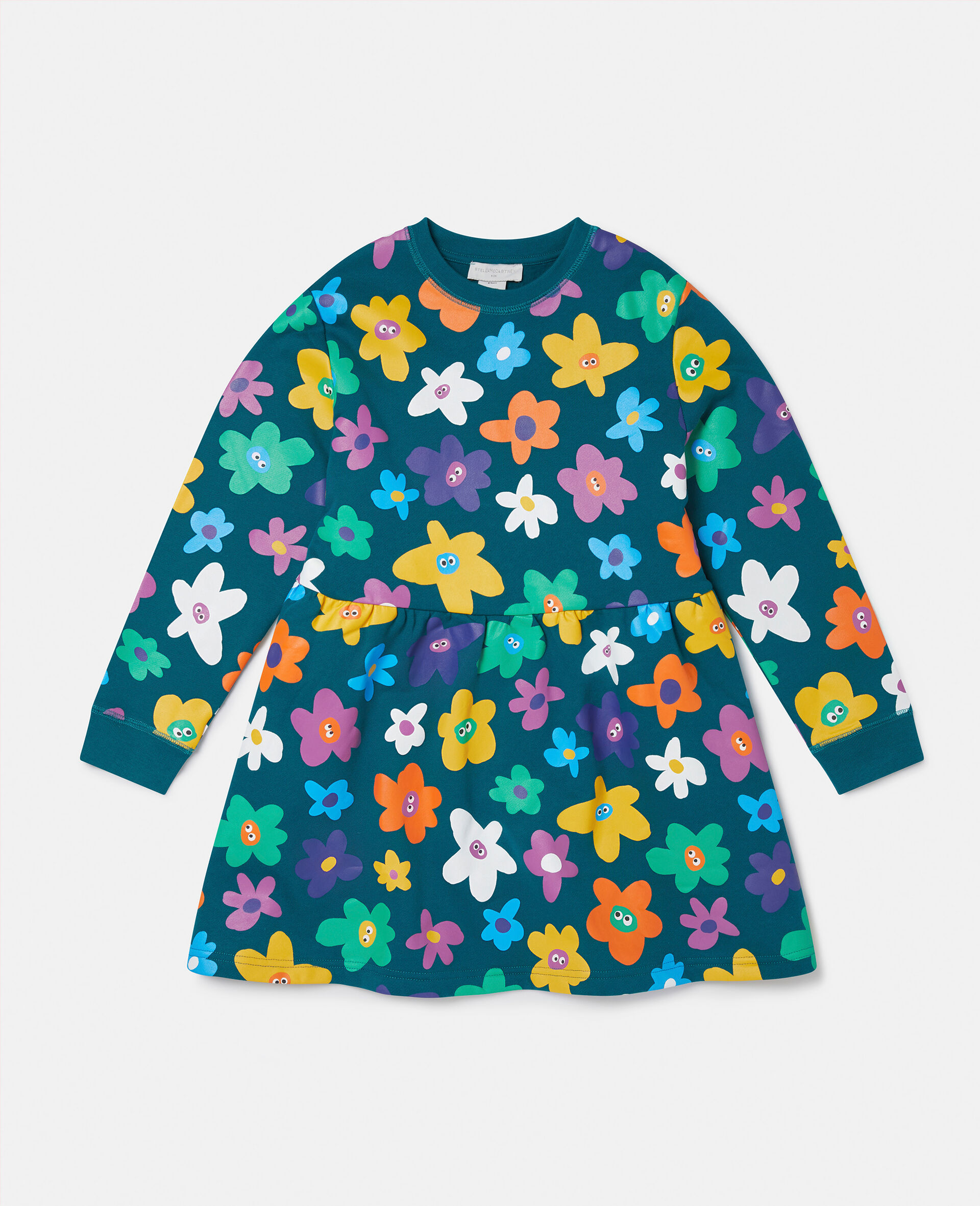 笑脸花朵印花平纹针织连衣裙-Multicolored-large image number 0