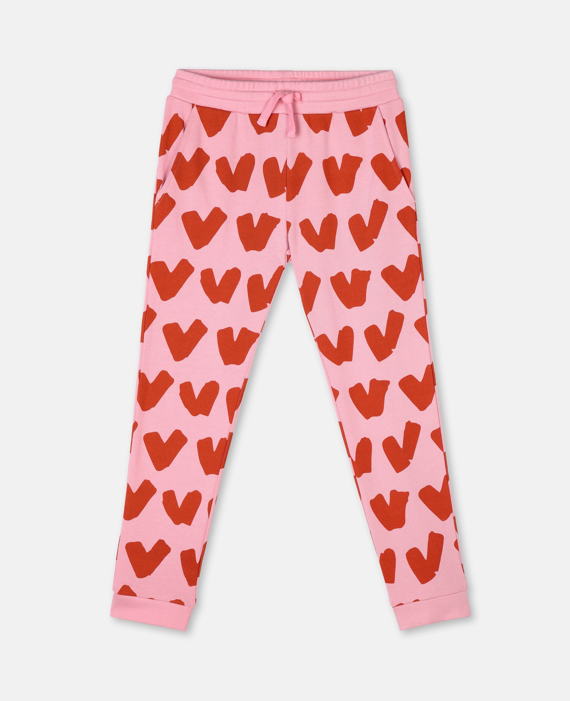Hearts Cotton Fleece Joggers -Pink-large