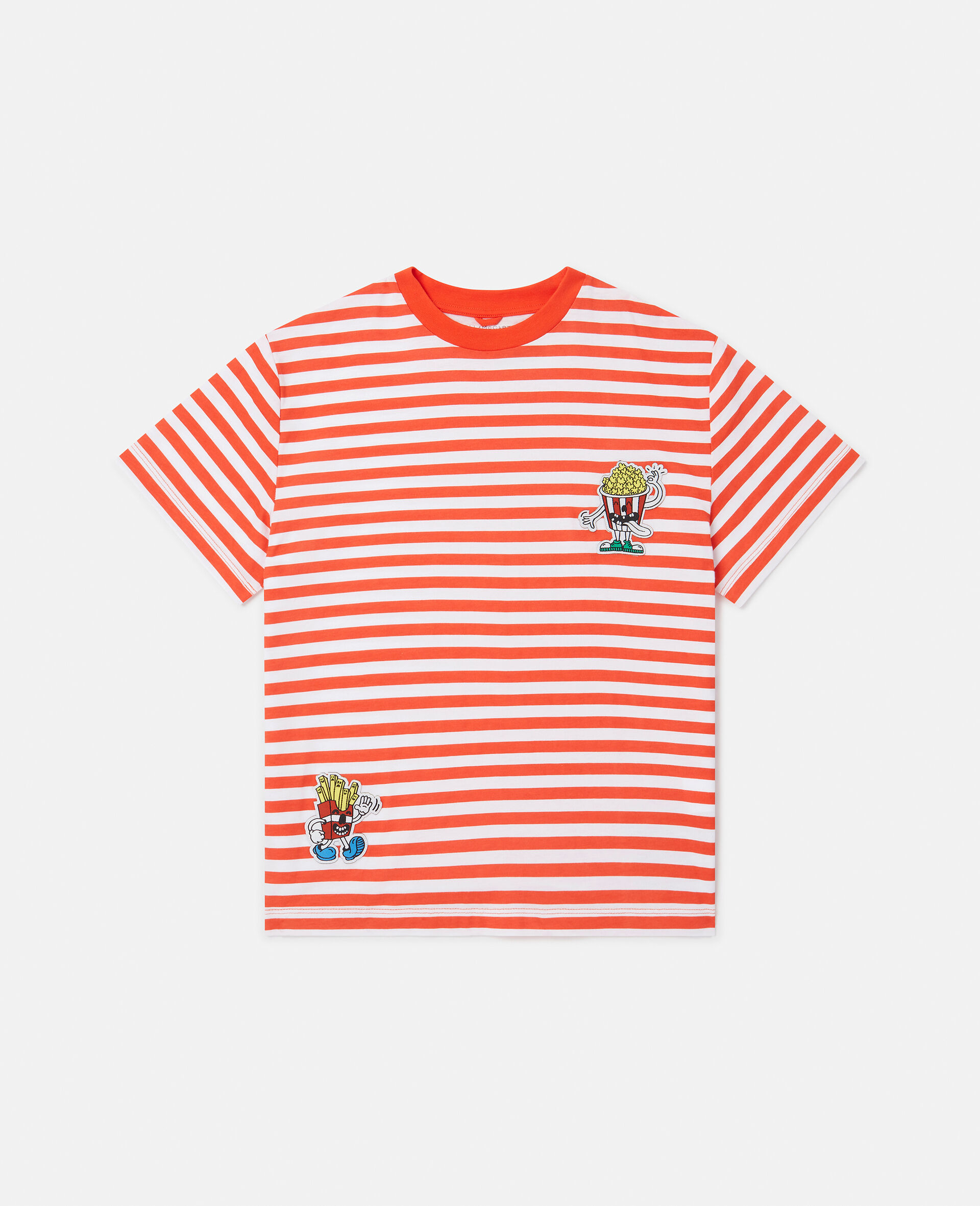 Fast Food Embroidery Striped T-Shirt-Multicolour-large