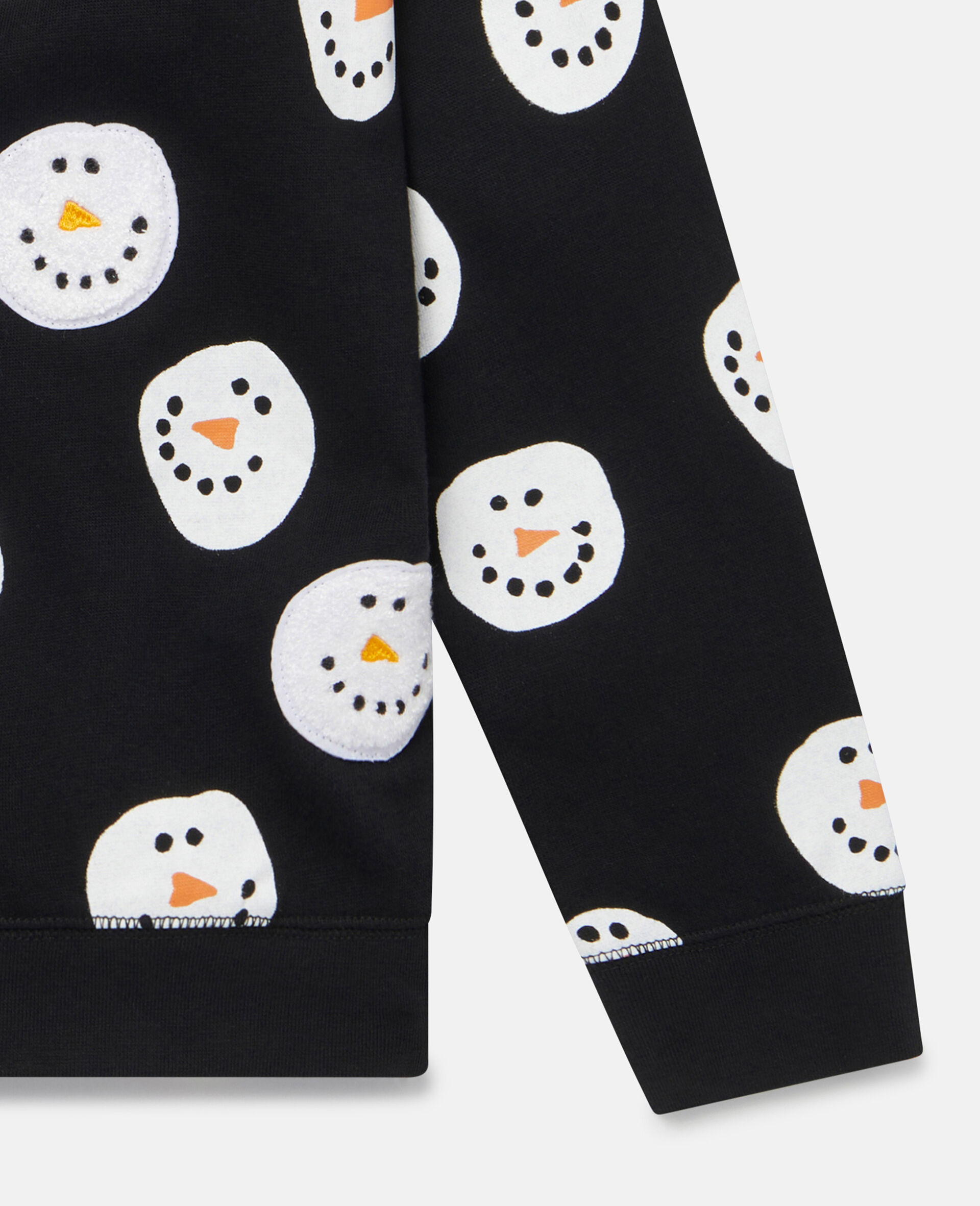 Christmas Snowman Print Cotton Sweatshirt-Black-large image number 3