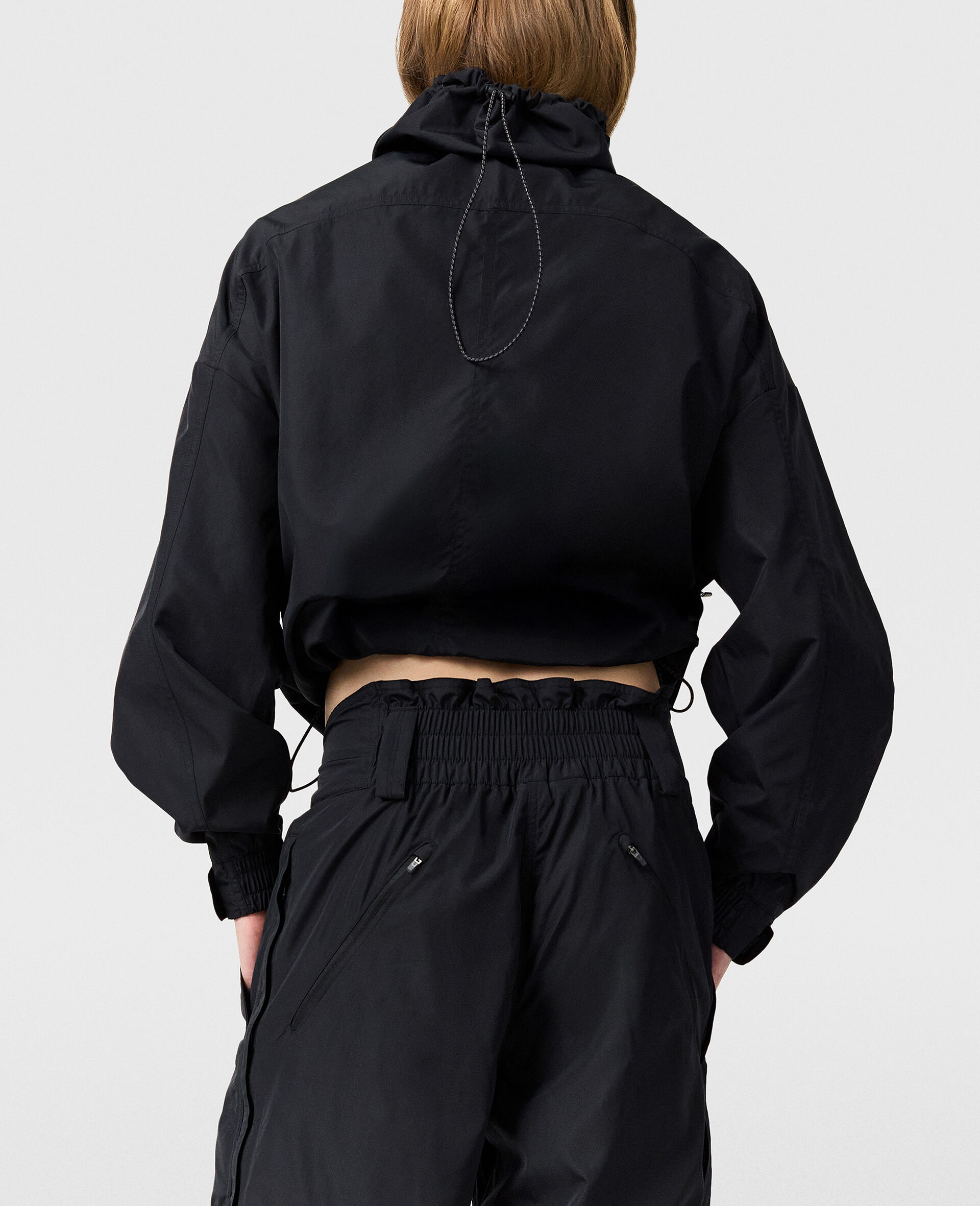 High-Neck Hooded Jacket-Black-large image number 4