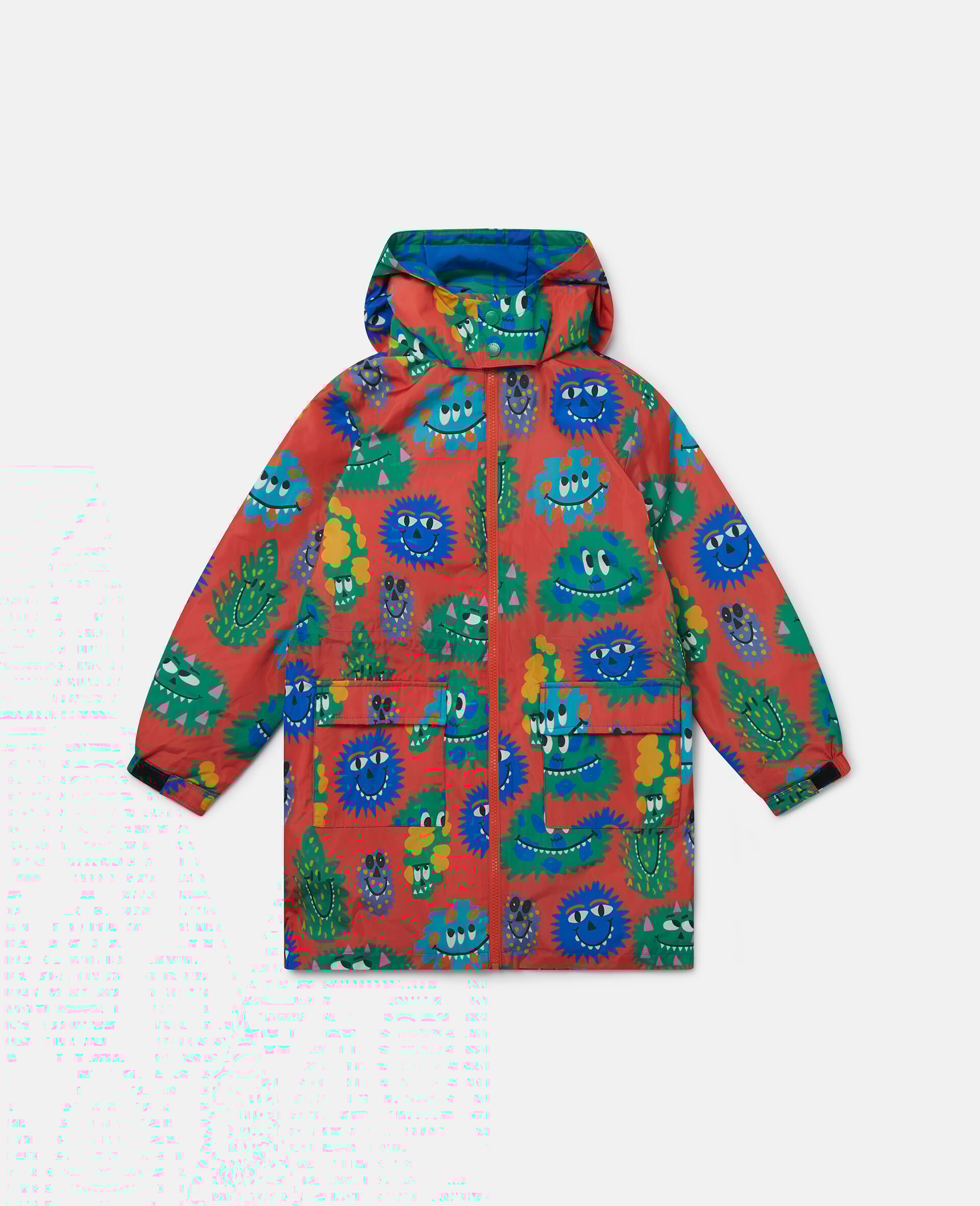Monster Face Print Hooded Raincoat-Multicoloured-large image number 0