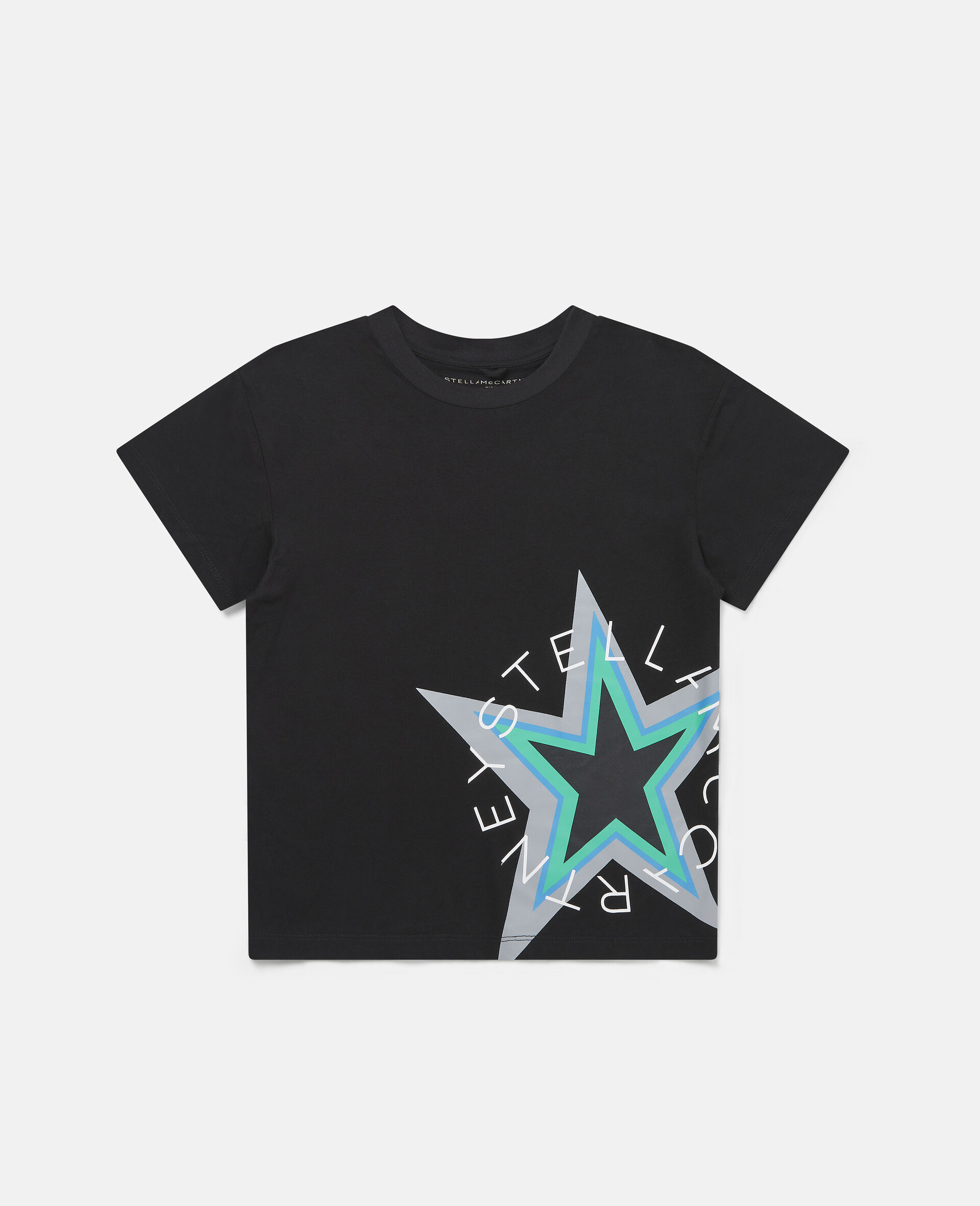 Star Print Logo Cotton T-Shirt-Black-large image number 0