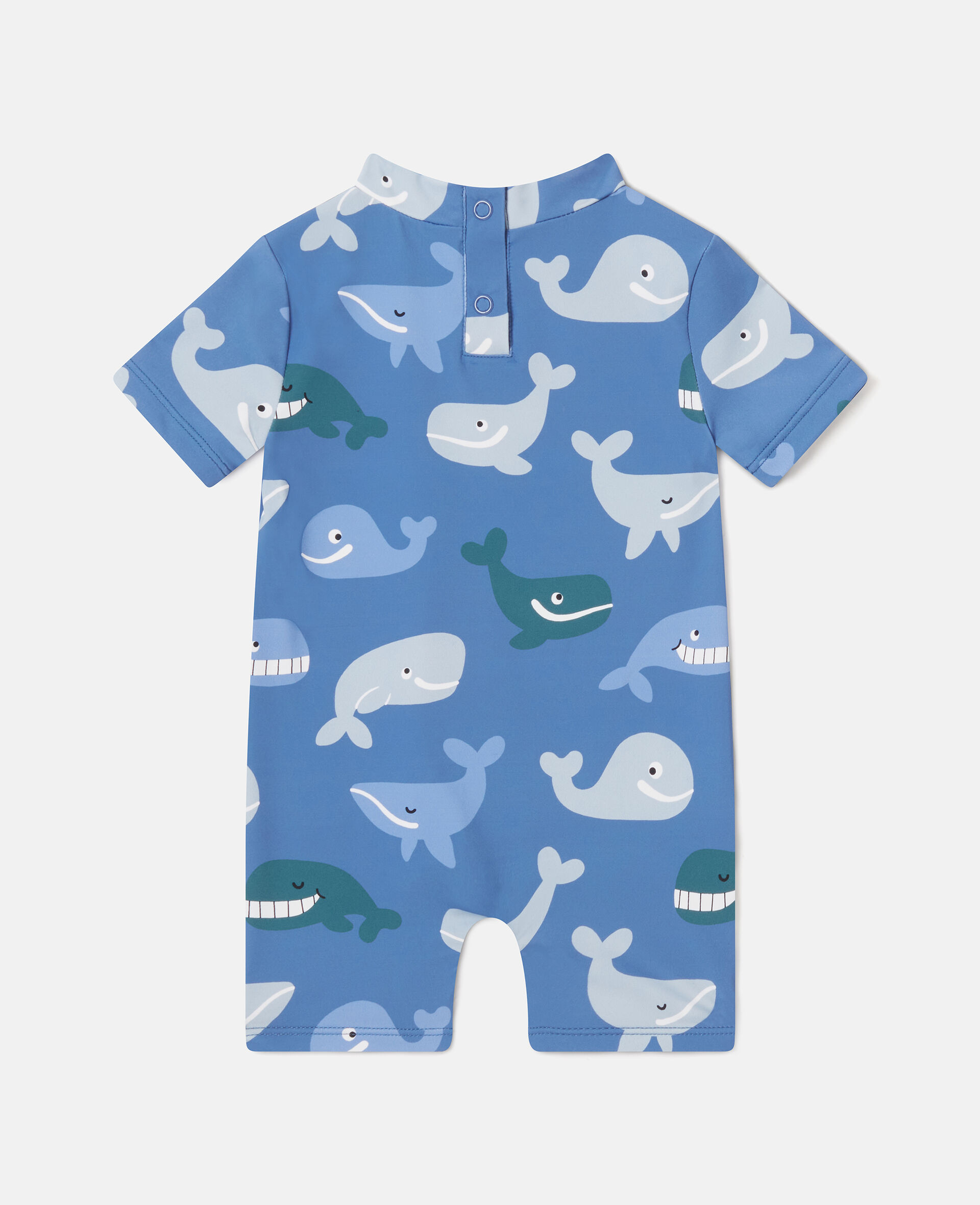 Whale Print Shortie Swimsuit-Blue-large image number 2
