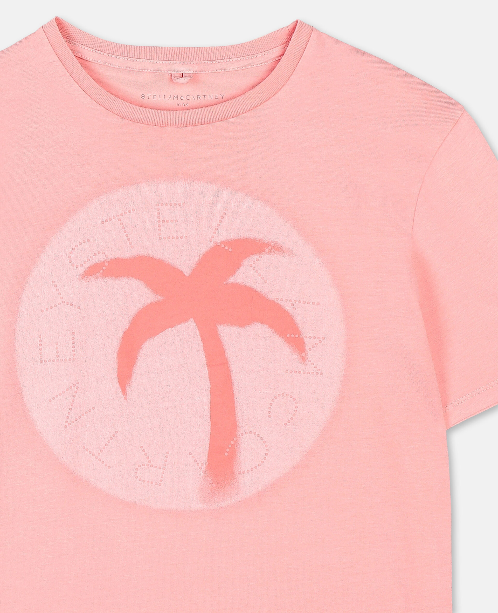T-shirt oversize en coton avec logo et motif palmier-Rose-large image number 1