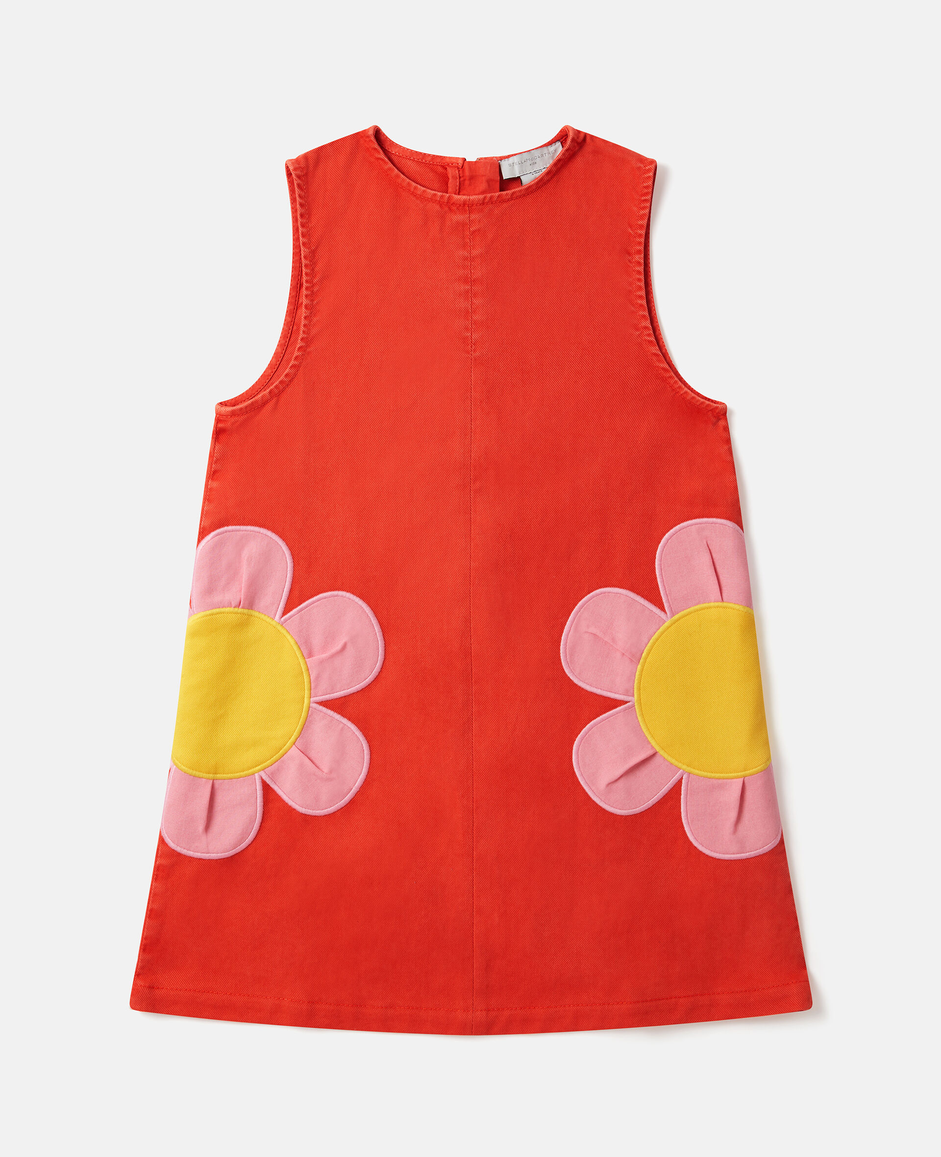 Floral Appliqu&eacute; Sleeveless Dress-Red-medium