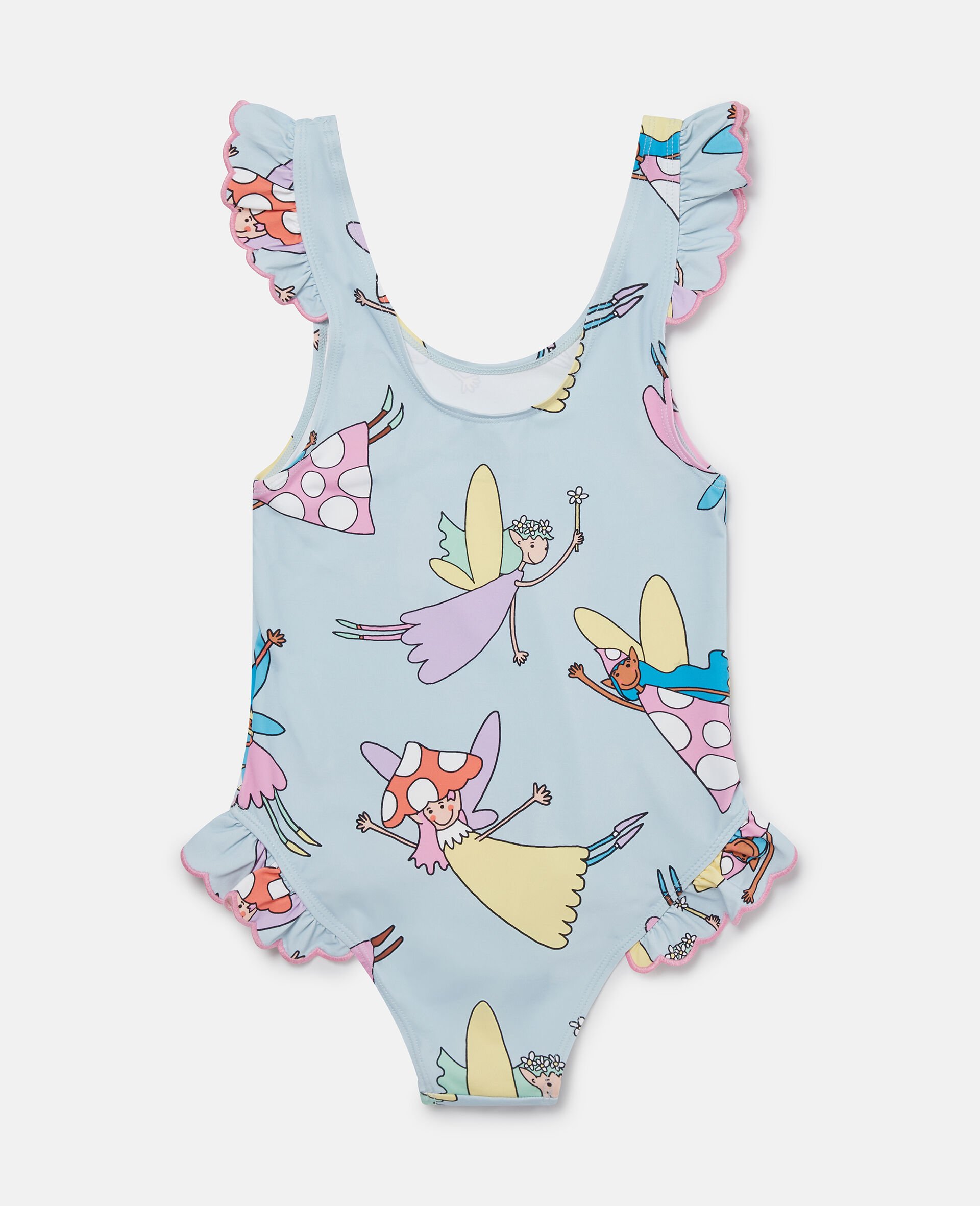 Fairies Print Frilled Swimsuit -Blue-large Fairies Print Frilled Swimsuit -Blue-large image number 2