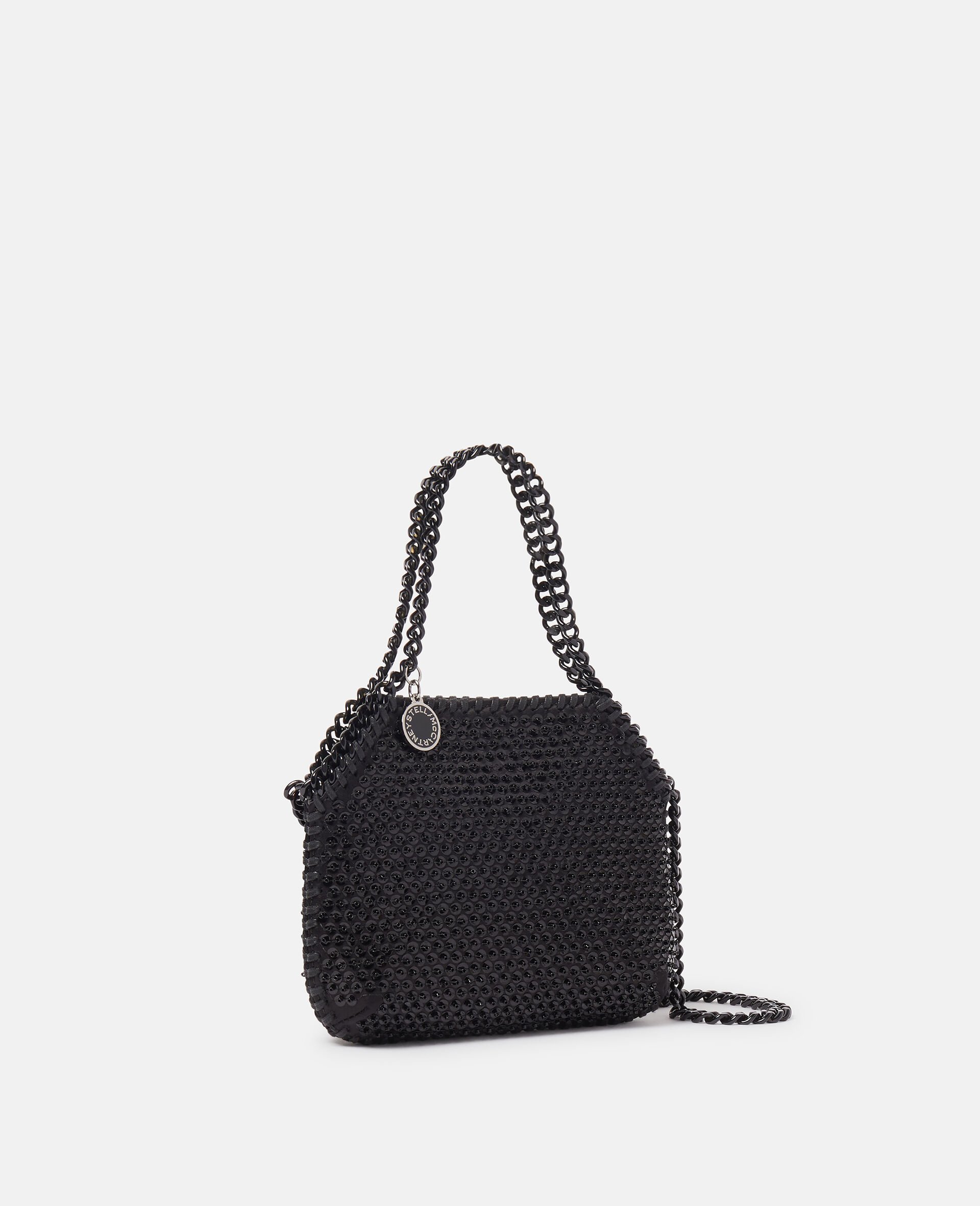 Falabella Sequin Tiny Tote Bag-Black-large image number 3
