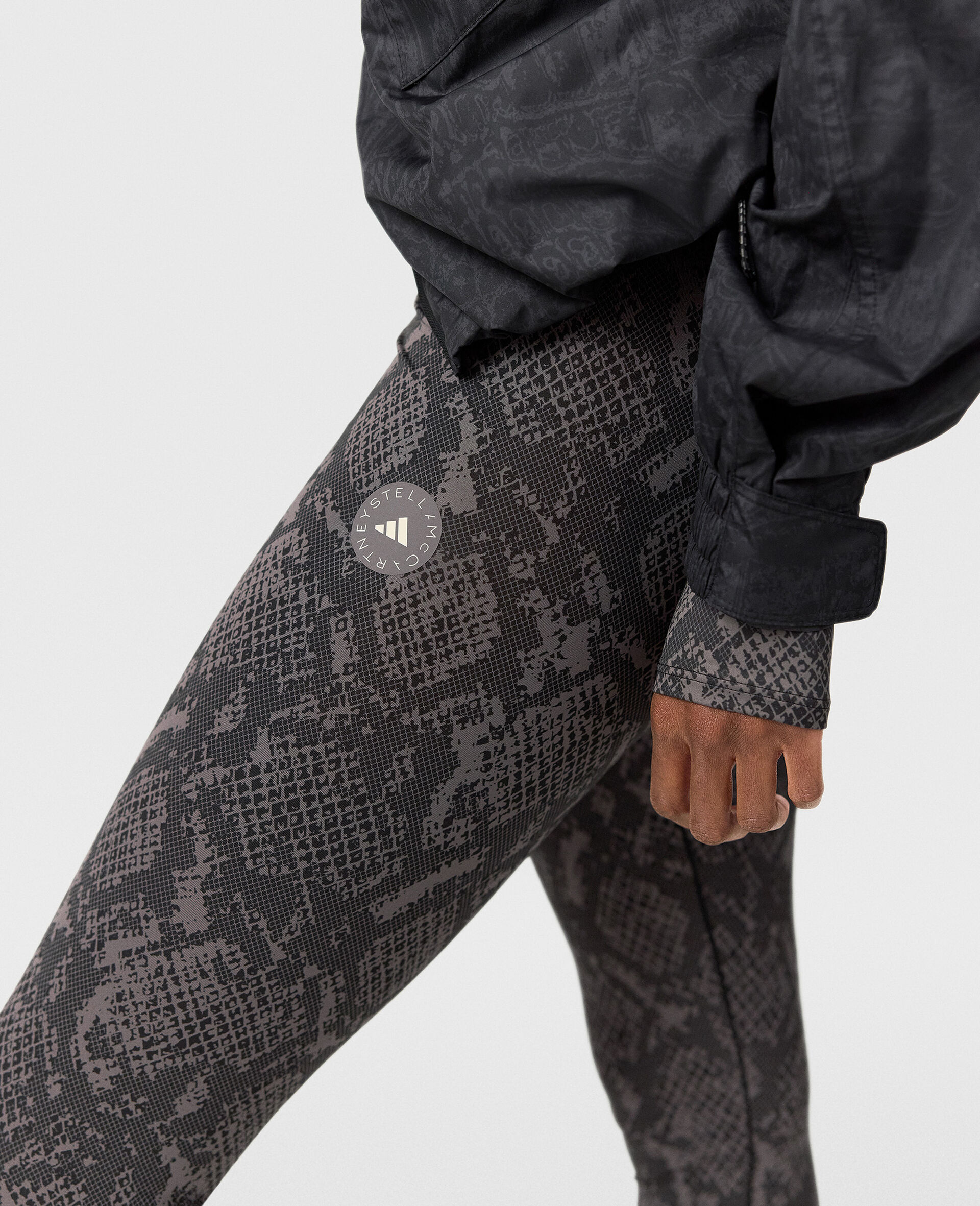 Leggings mit Umschlagbund, geschlitzten Abschlüssen und grafischem Print-Brown-large image number 2