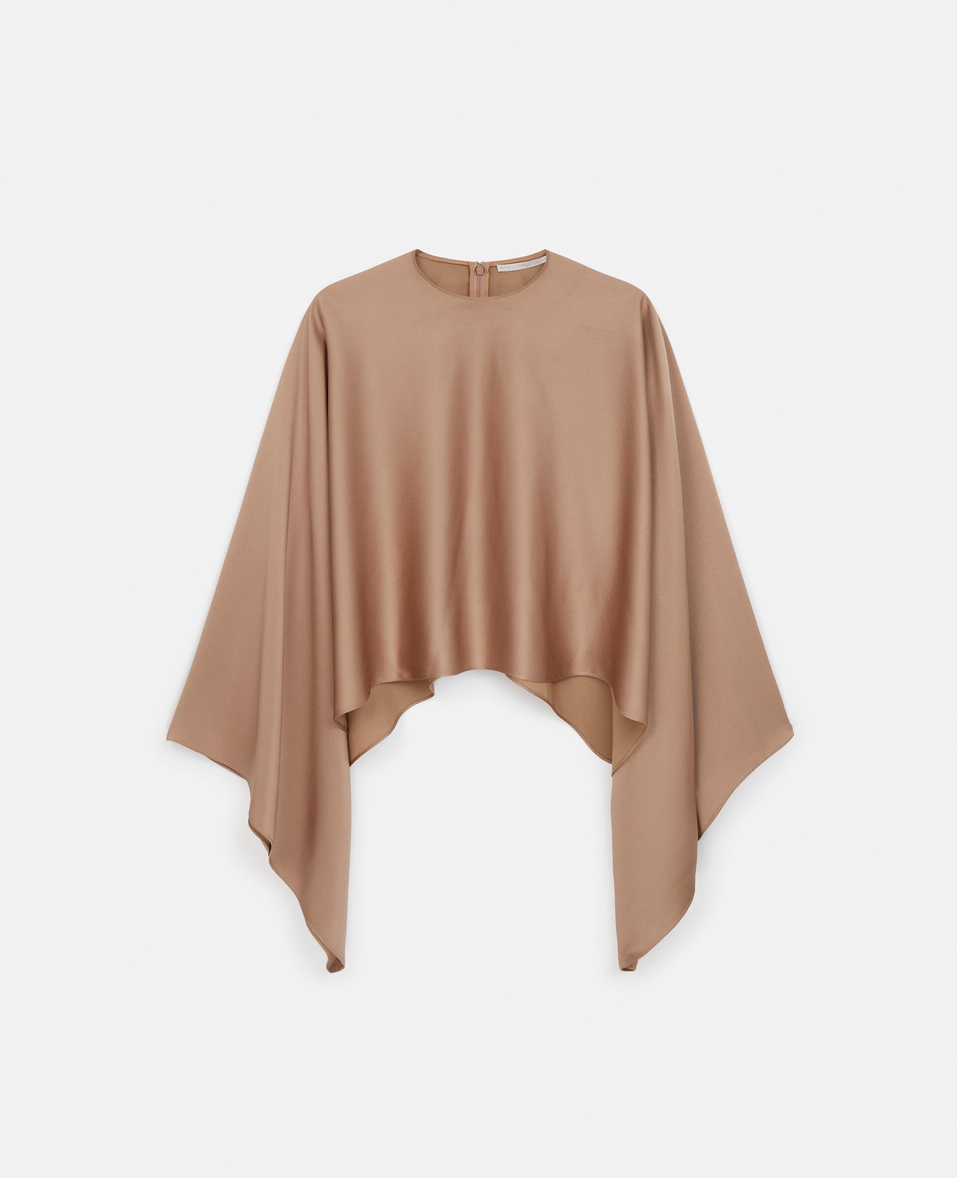 Satin Cropped Cape Top-Grey-large image number 0