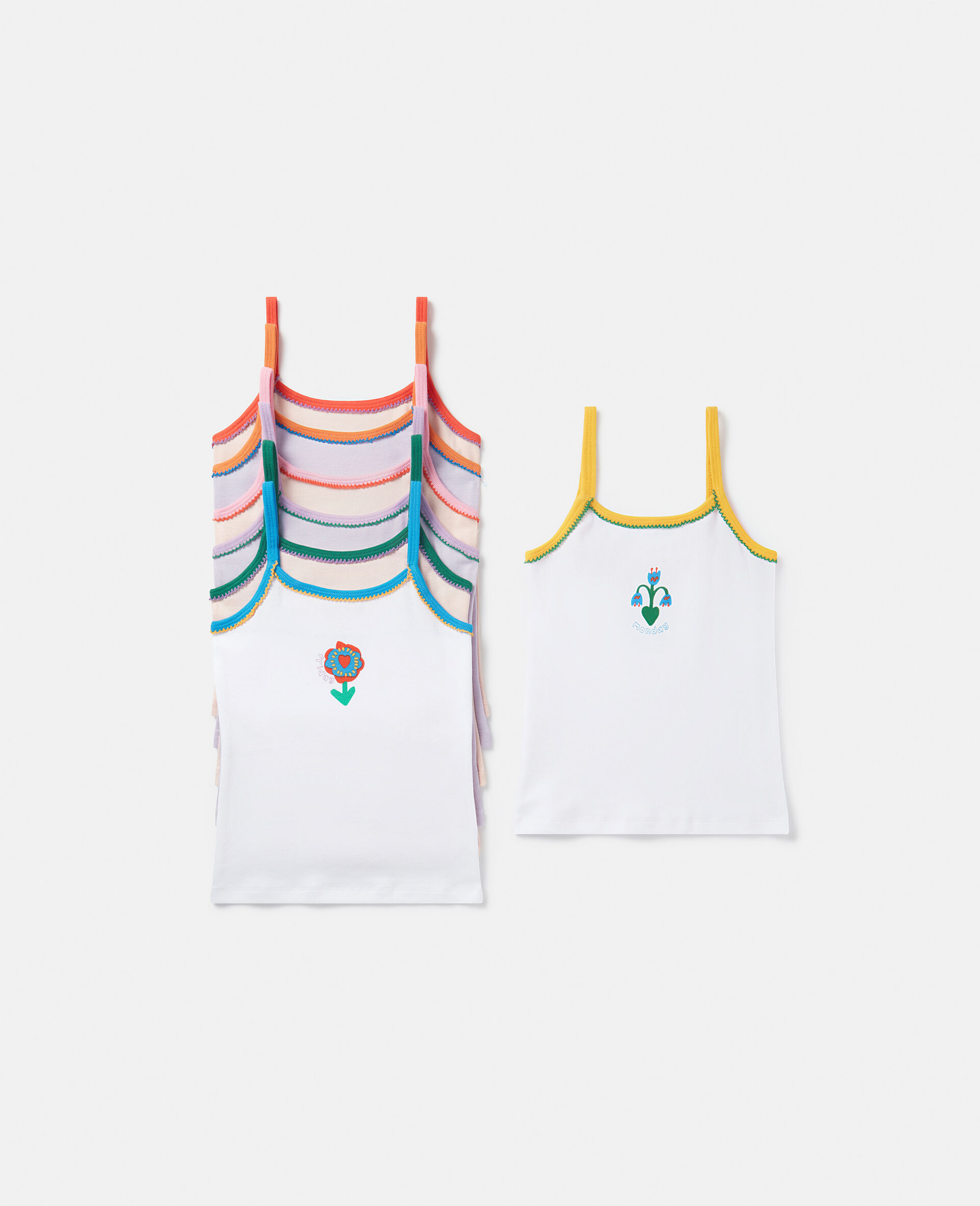 7 Pack of Flower Print Days of the Week Vests-Multicoloured-medium
